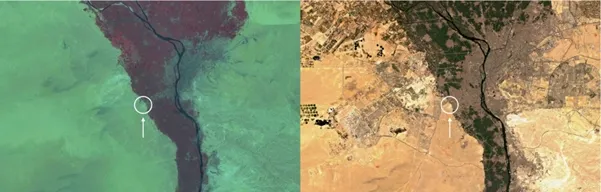 Urban sprawl of the city of Cairo, from 1972 to 2022