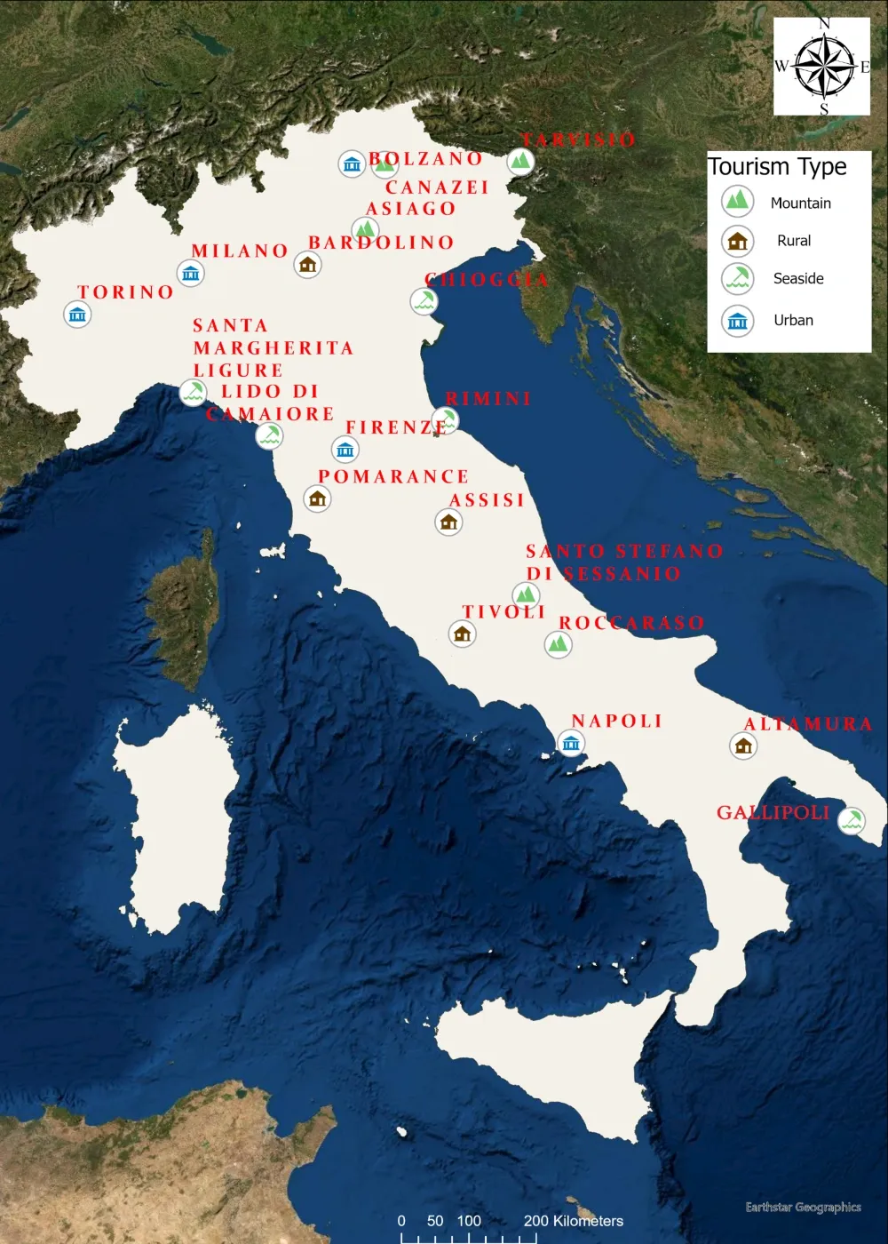 Selected touristic destination in Italy within WeCENT project