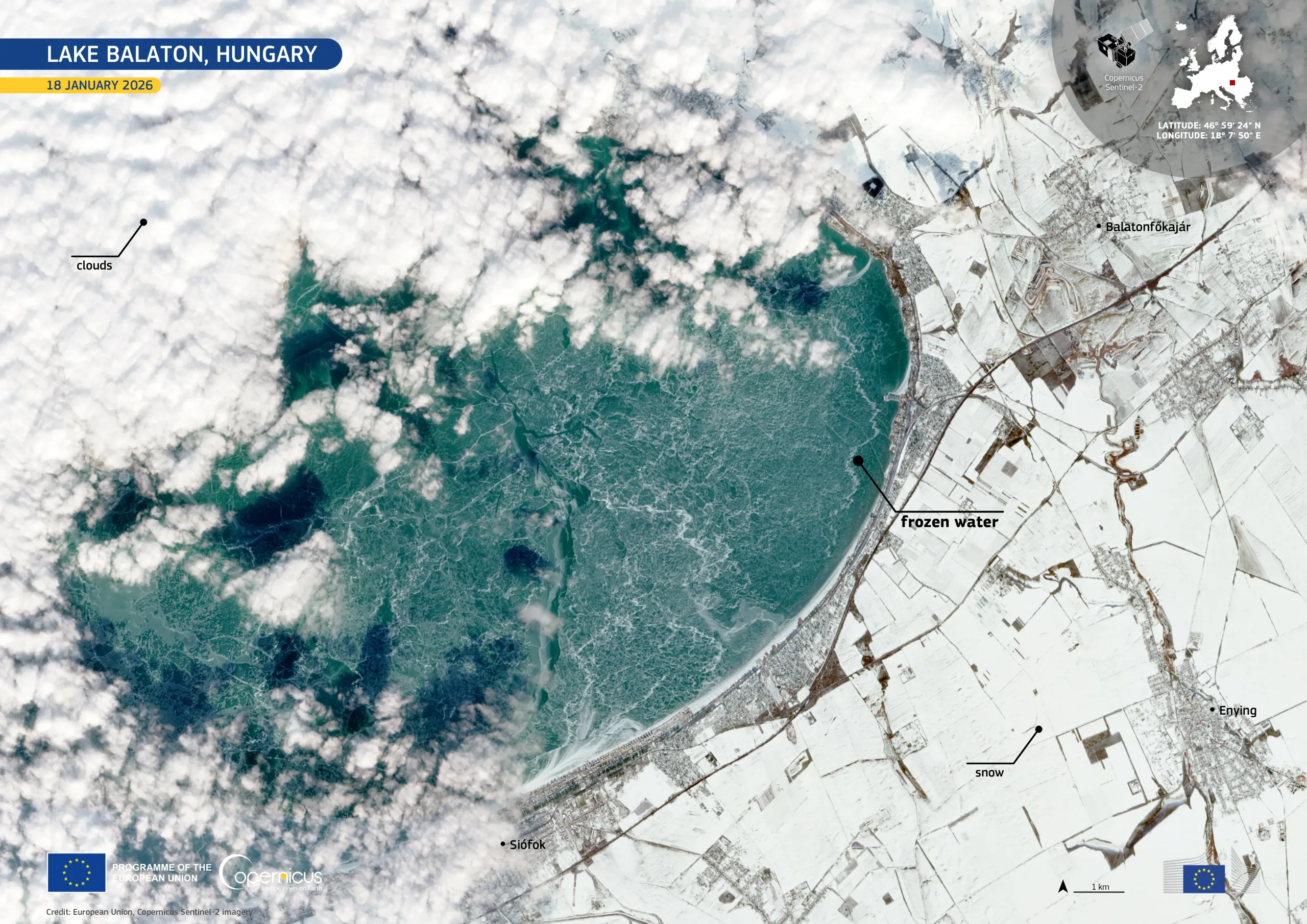 Lake Balaton freezes for the first time in nine years