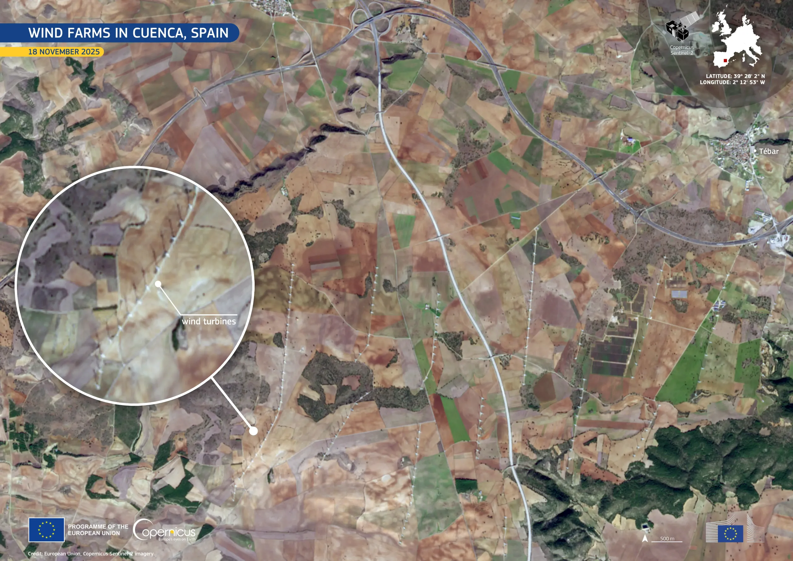 Wind farms in Cuenca, Spain