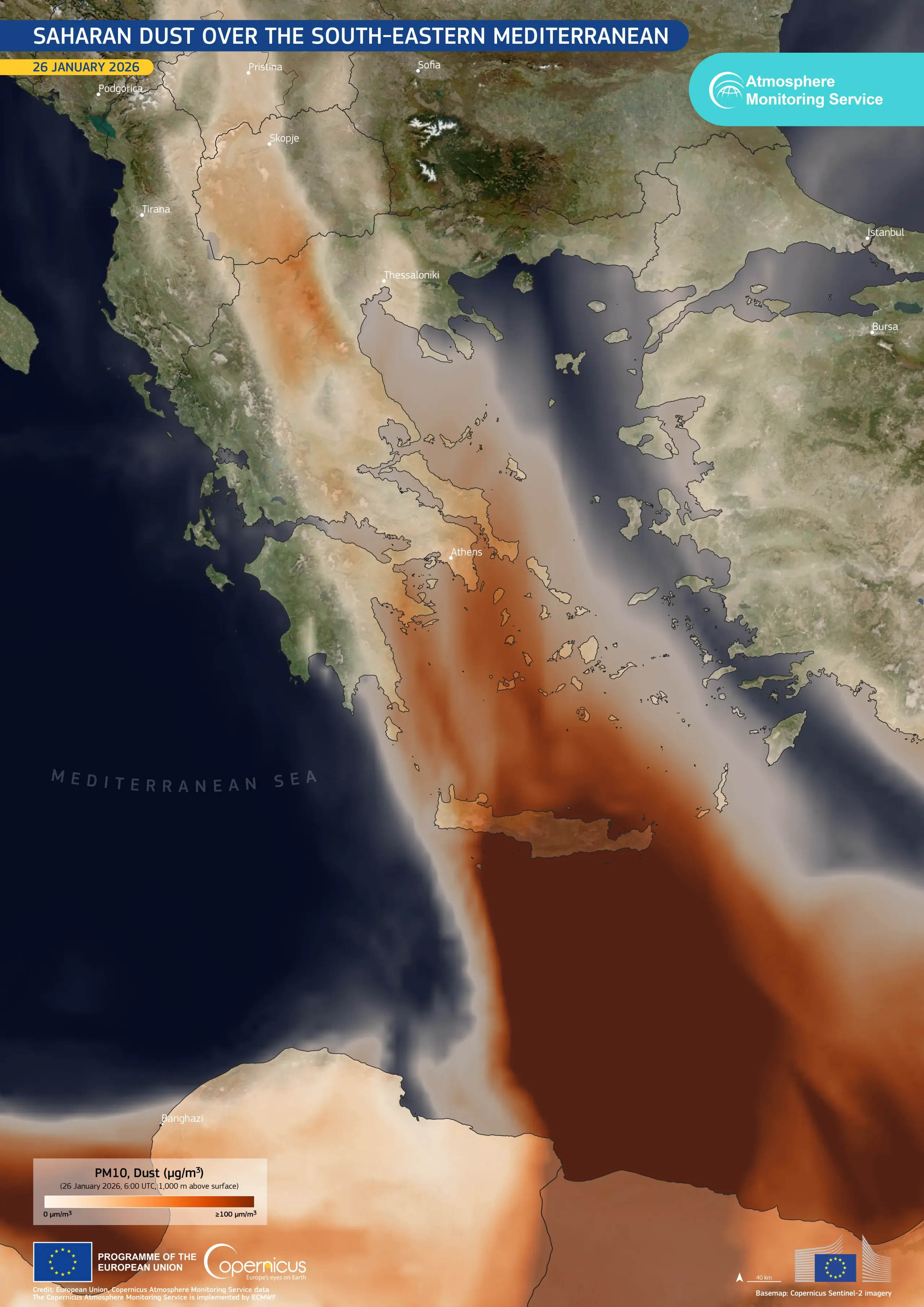 Saharan dust over the south-eastern Mediterranean