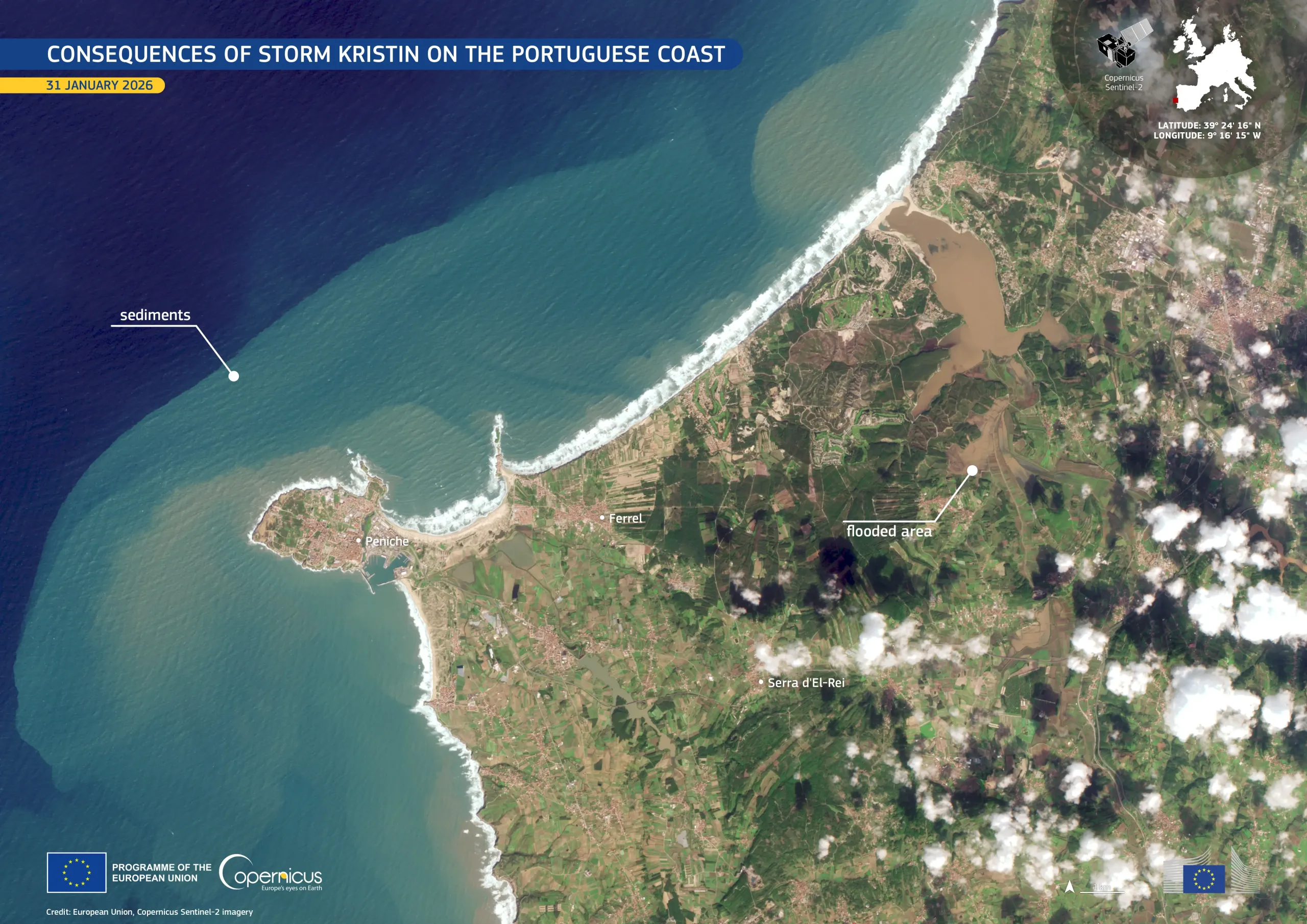 Consequences of Storm Kristin on the Portuguese Coast