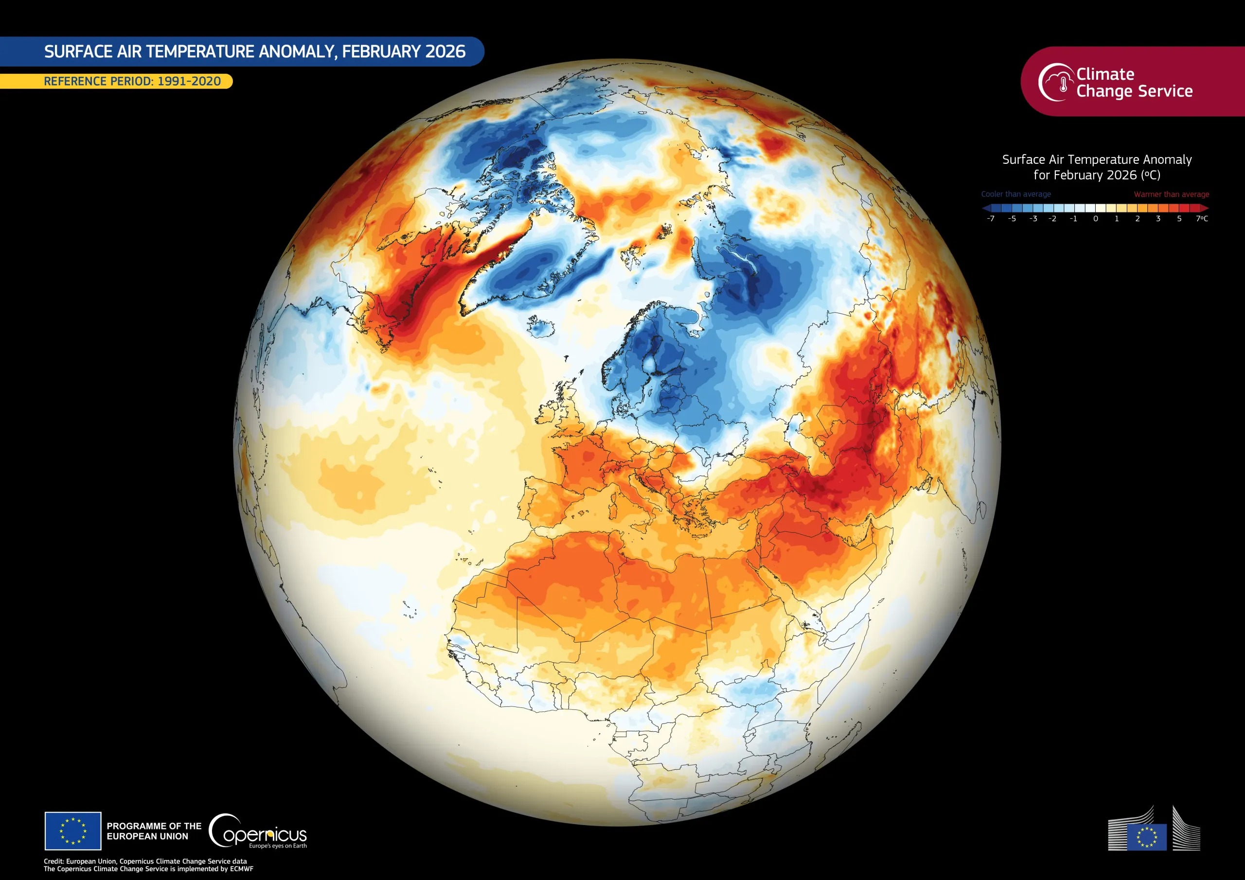 February 2026 was the fifth-warmest on record
