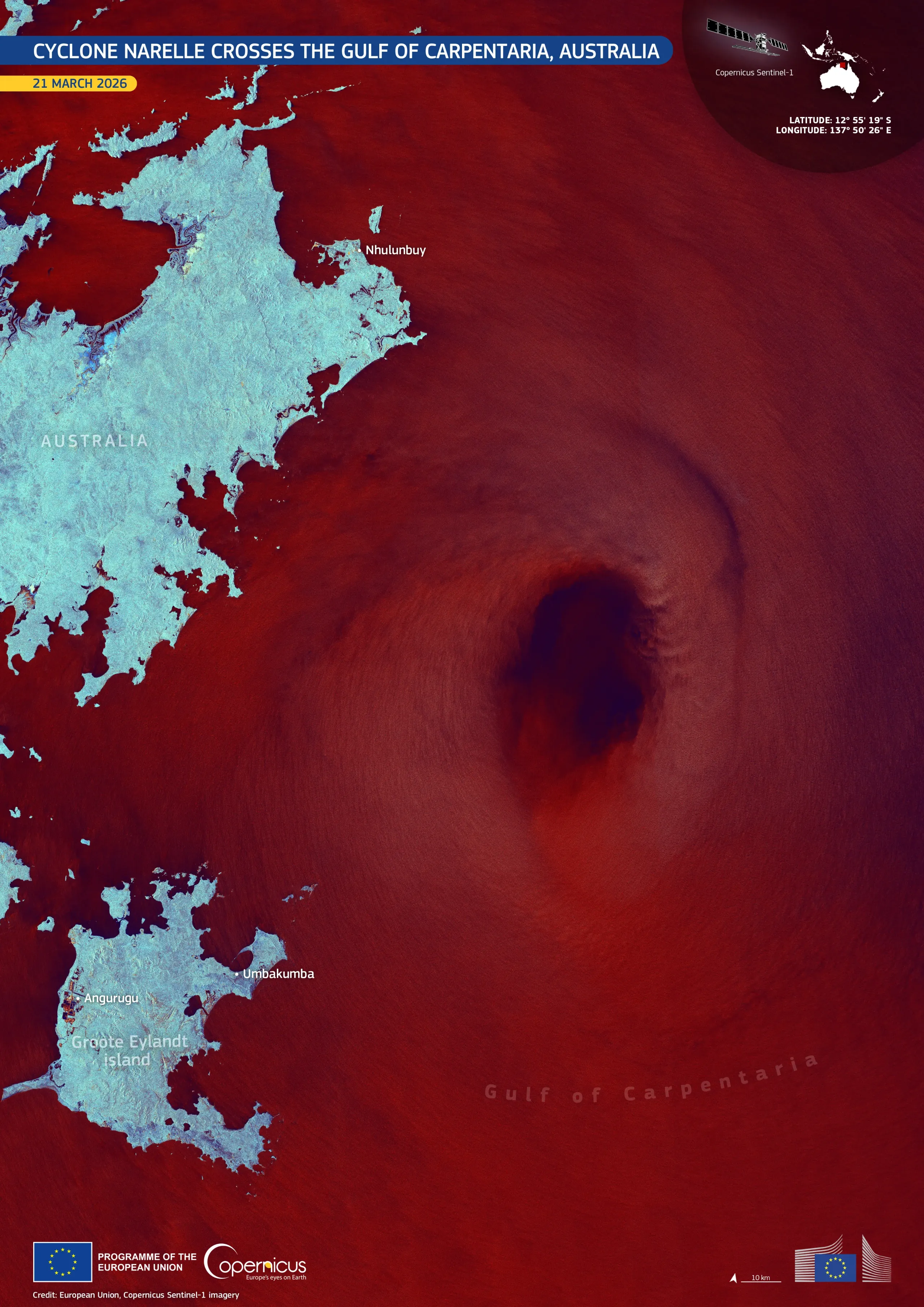 Cyclone Narelle crosses the Gulf of Carpentaria, Australia