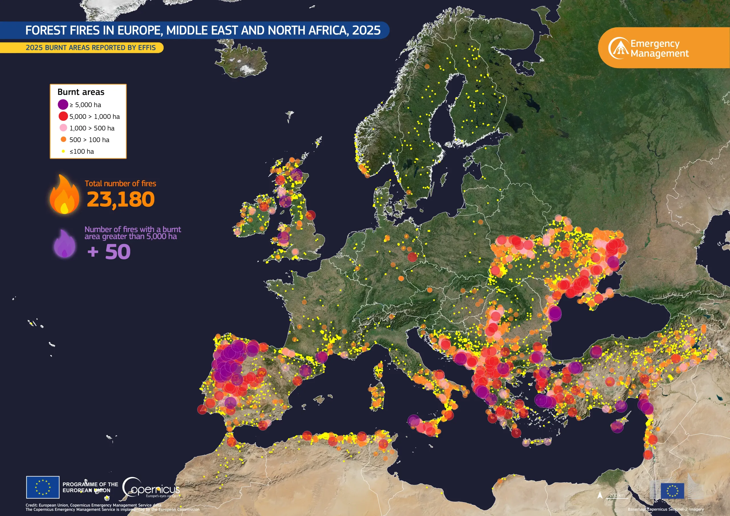 Forest Fires in Europe, Middle East and North Africa, 2025