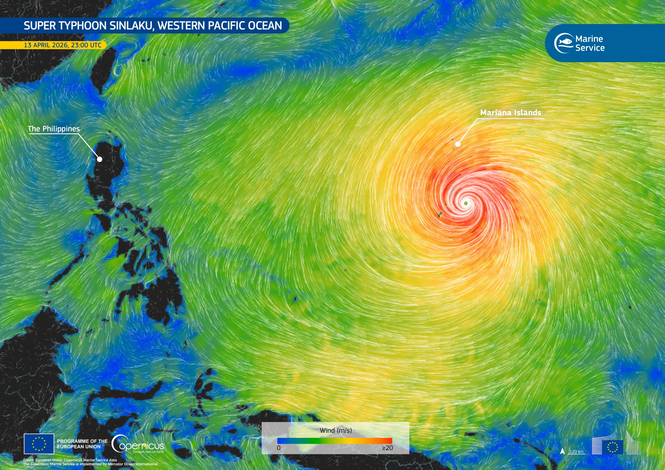 Super Typhoon Sinlaku hit the Mariana Islands in the Pacific Ocean