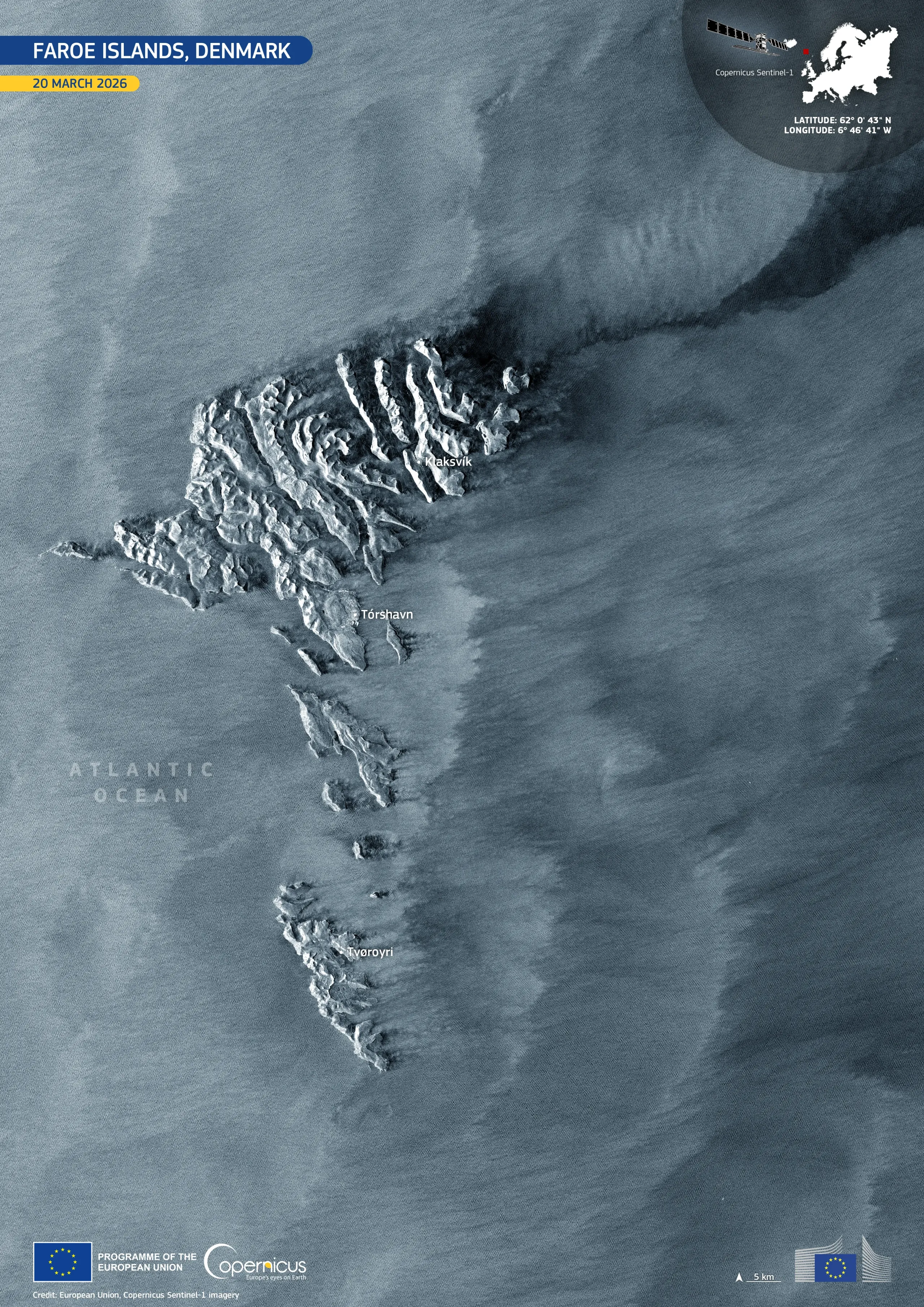 Atlantic winds shape sea-surface patterns around the Faroe Islands