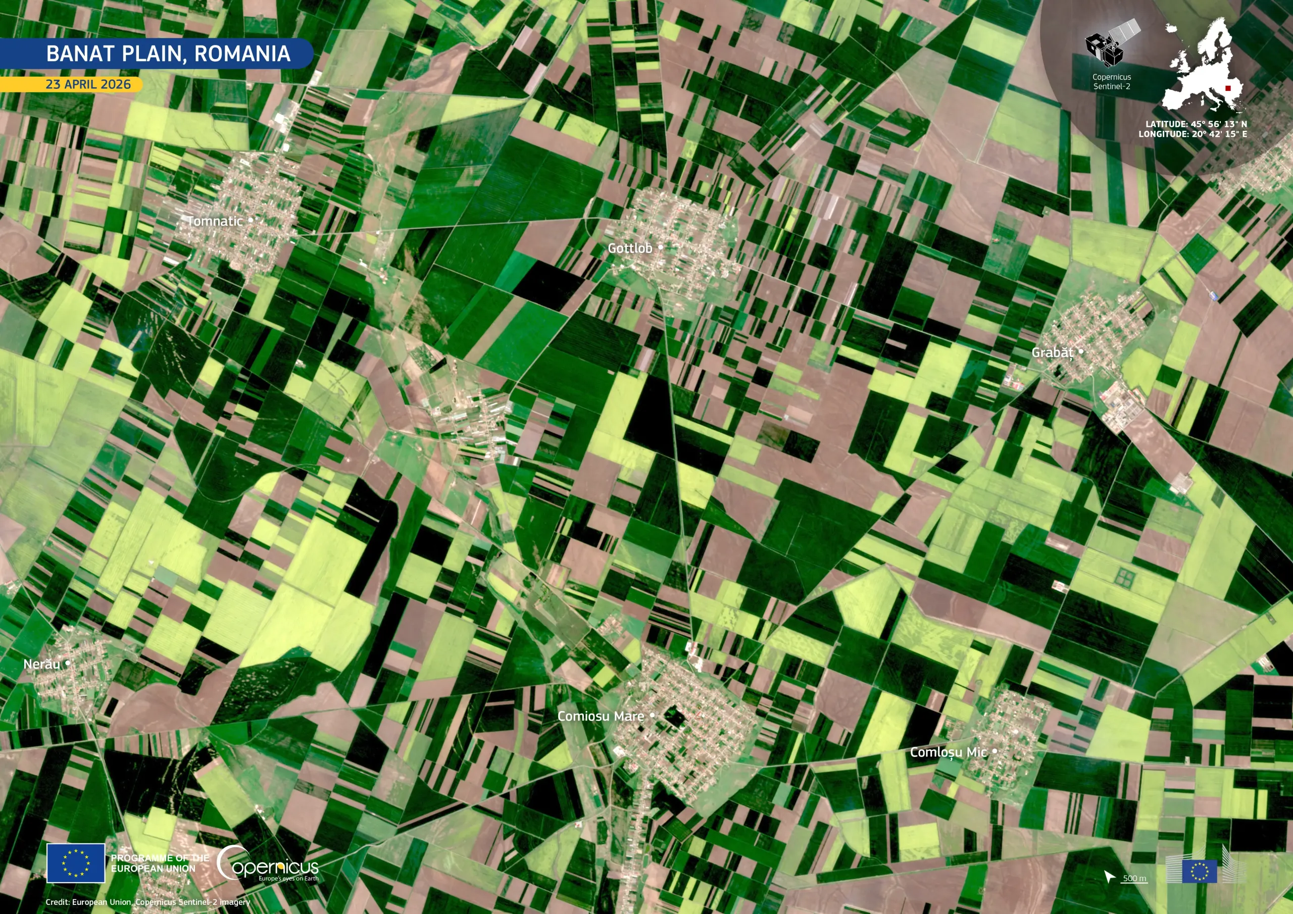 Spring crops across the Banat Plain, Romania 