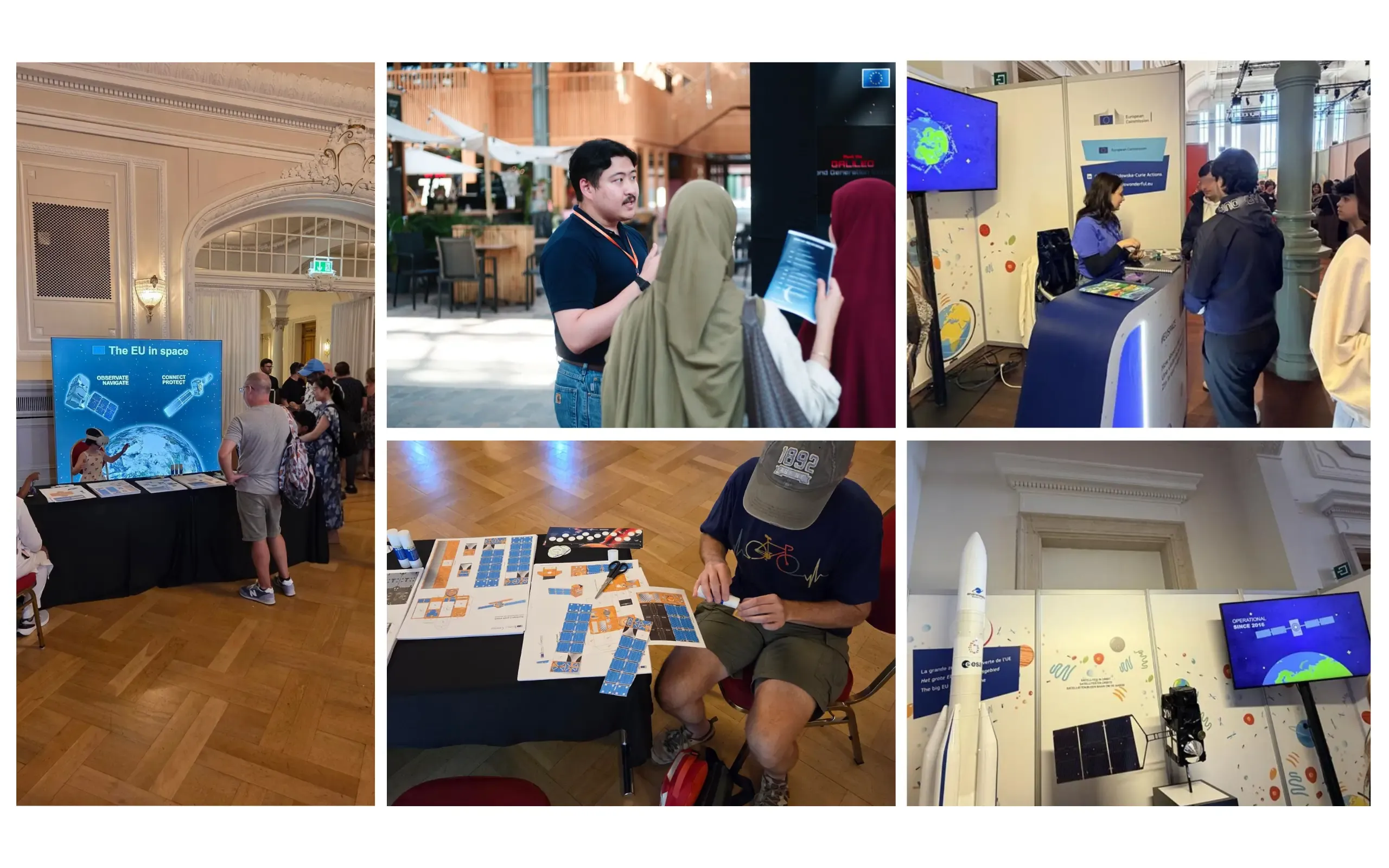 Across several events, visitors could interact with experts and explore exhibits featuring Copernicus Sentinel-3, Ariane 6, and other examples of EU Space technology and applications. Credit: European Commission.