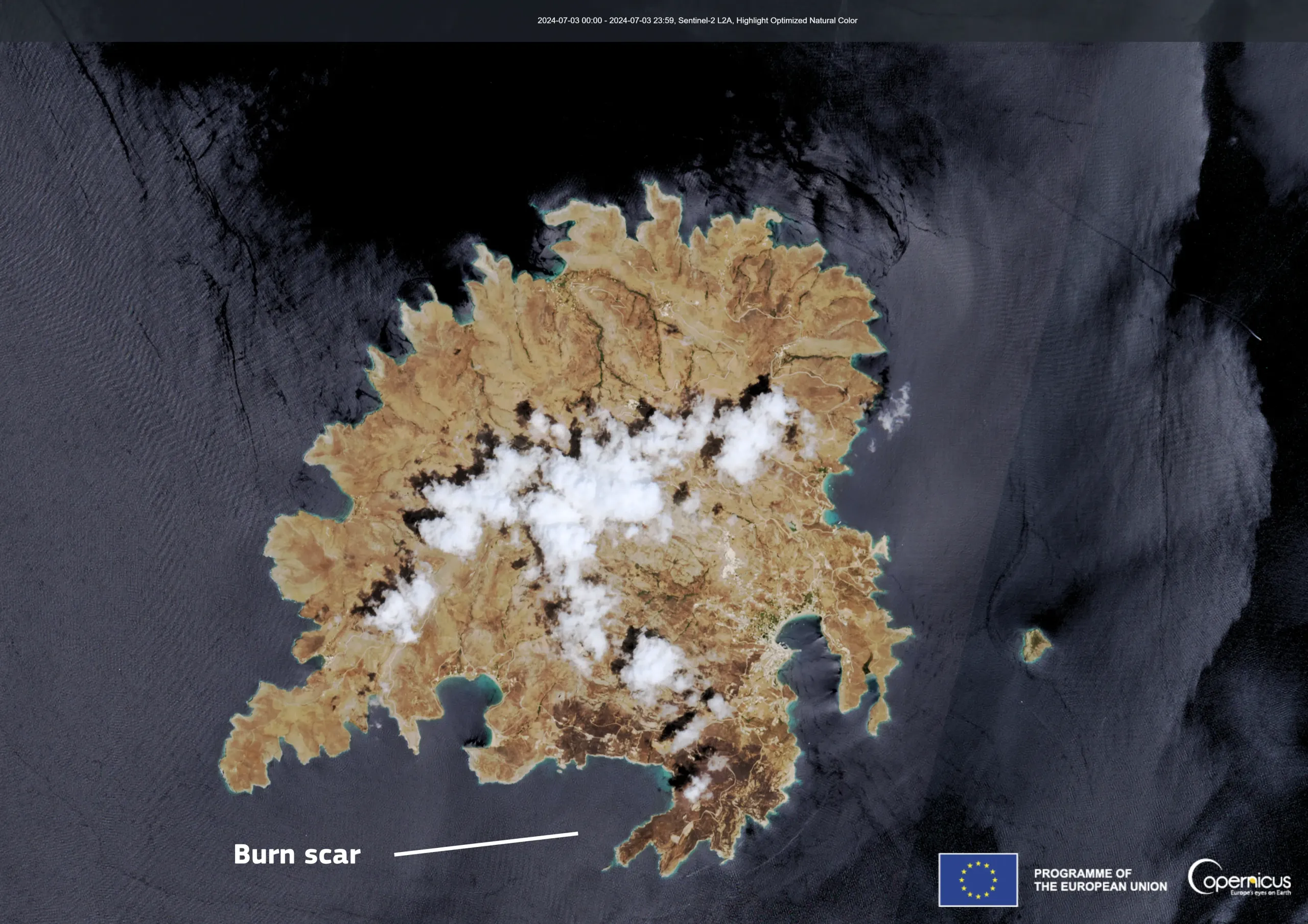 Wildfire aftermath in the Greek island of Serifos