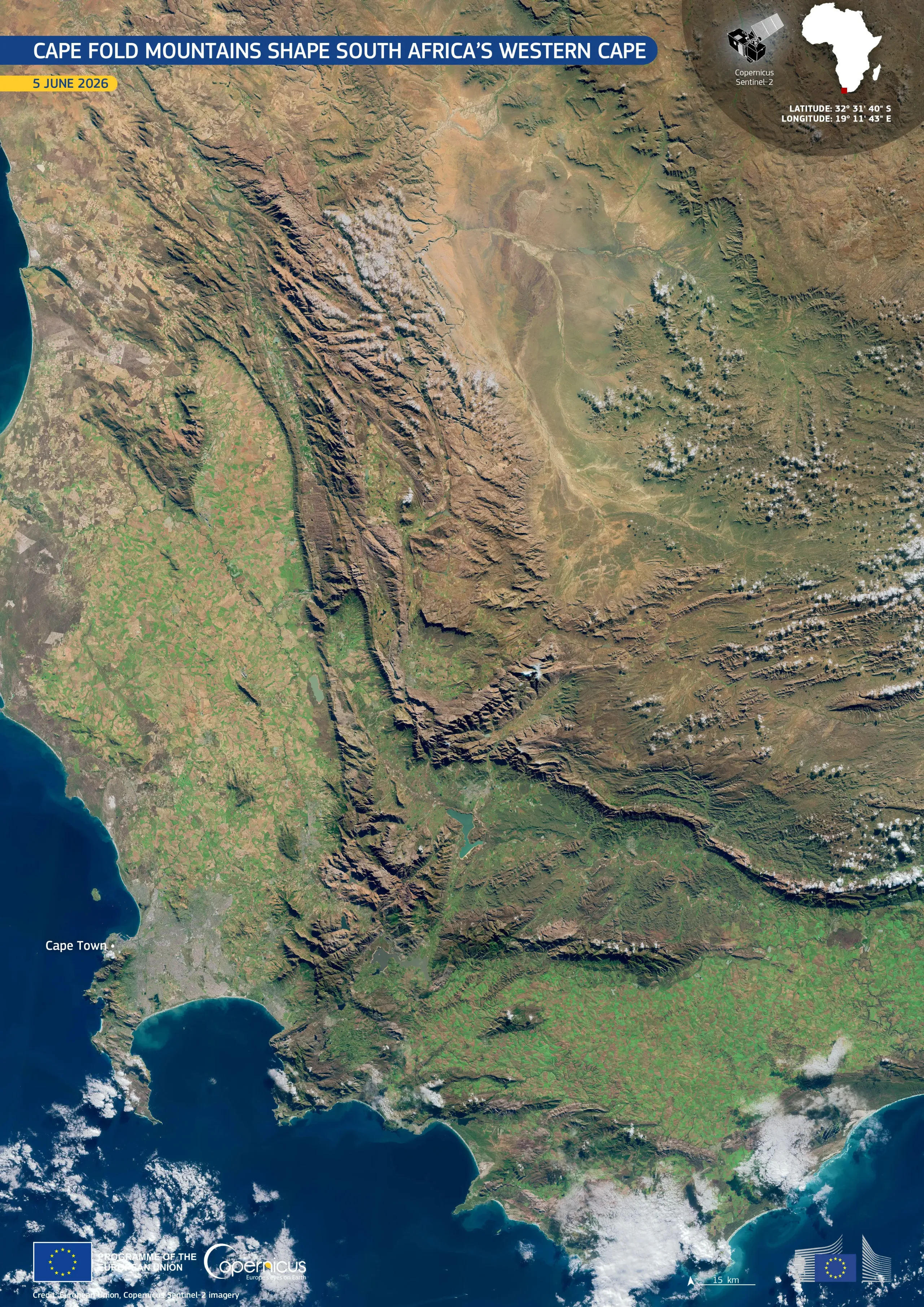 Sentinel-2 image of Cape Fold Mountains in South Africa