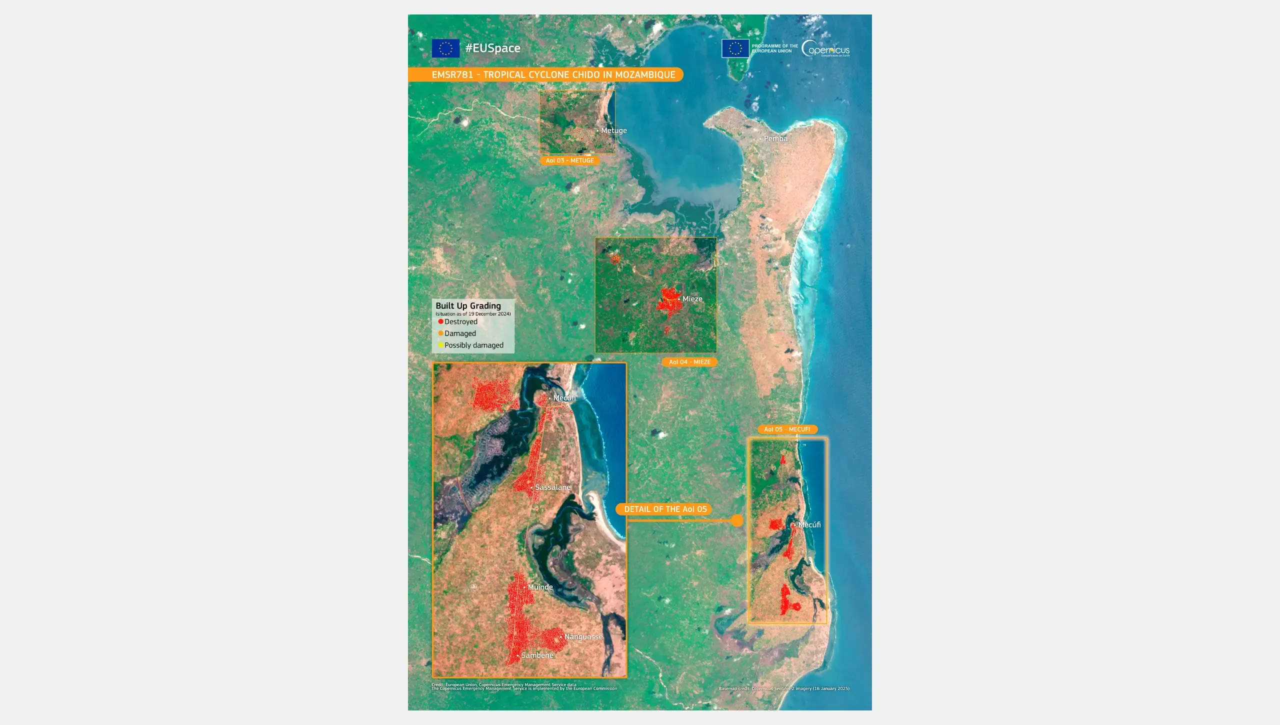 CEMS Rapid Mapping provided event extent and damage assessment emergency mapping.