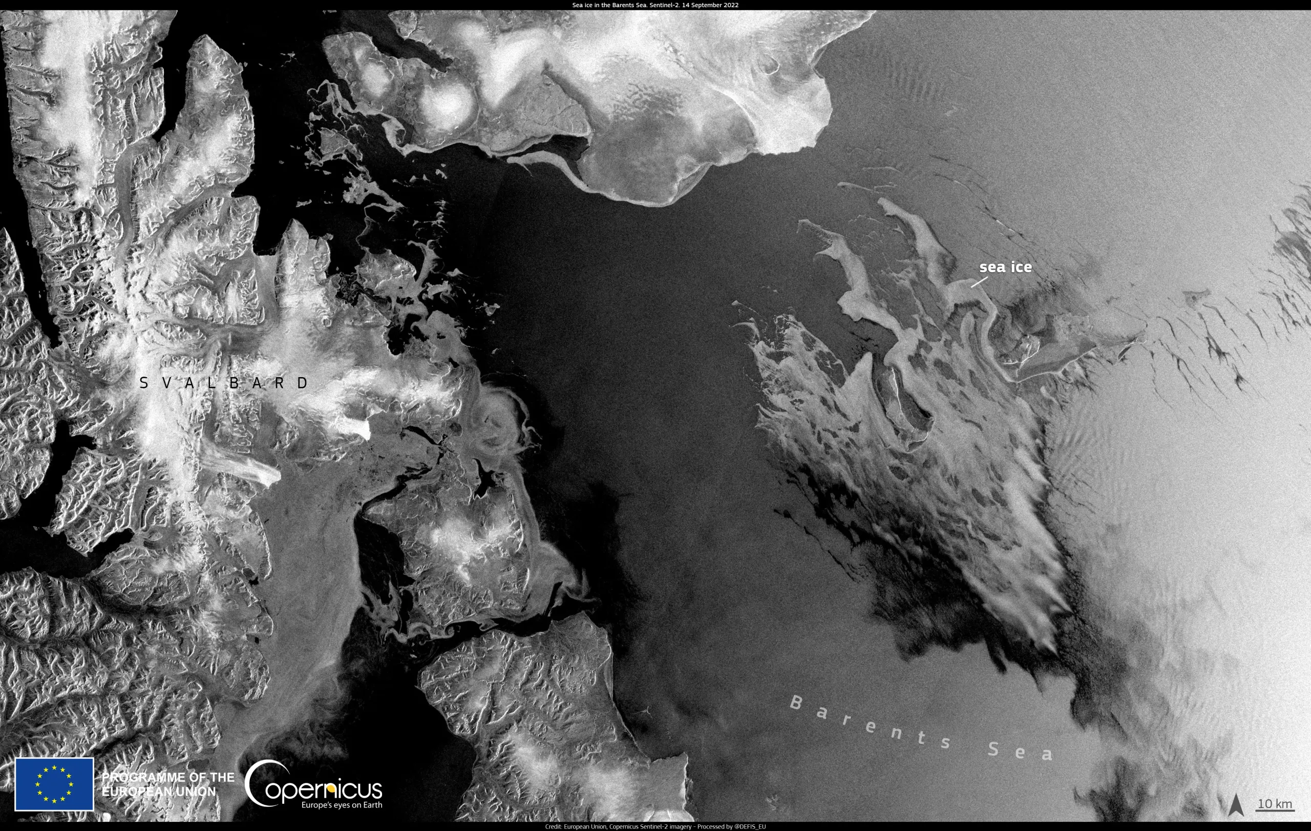Absence of sea ice south of Svalbard archipelago