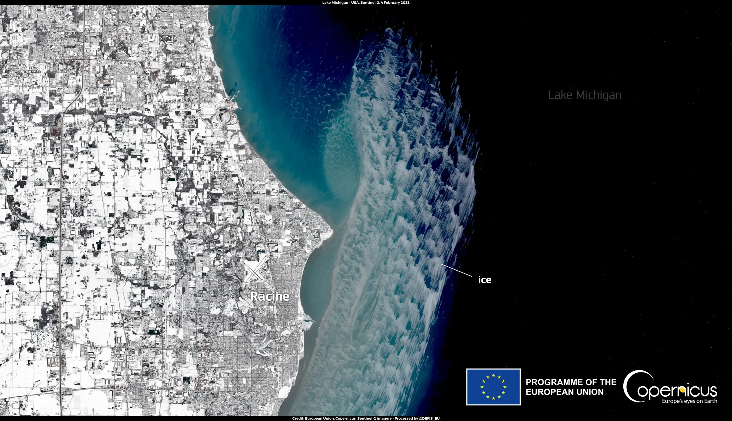 Low ice coverage extent on the Great Lakes in North America