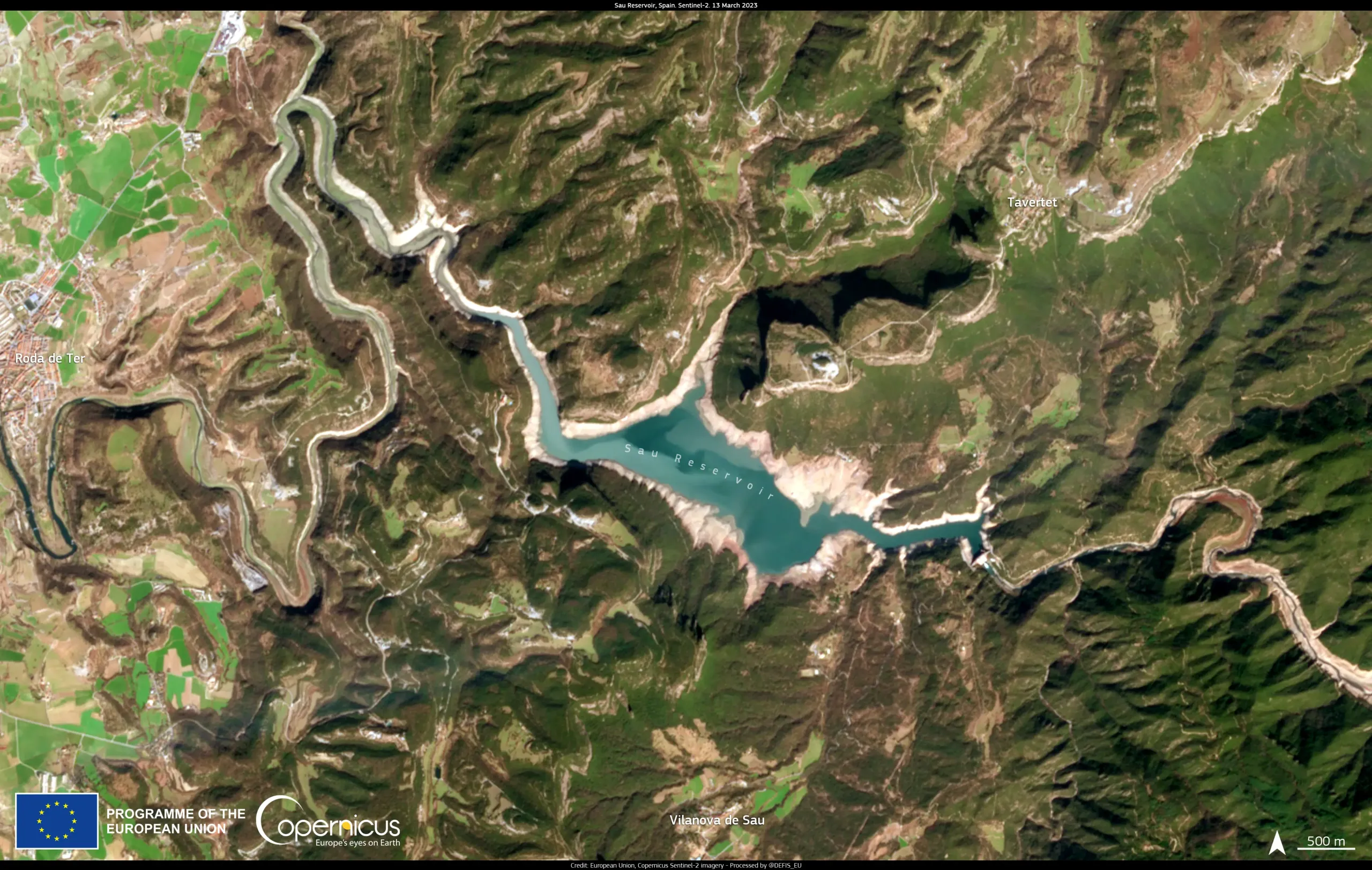 The impact of the ongoing drought on the Sau Reservoir in Catalunya