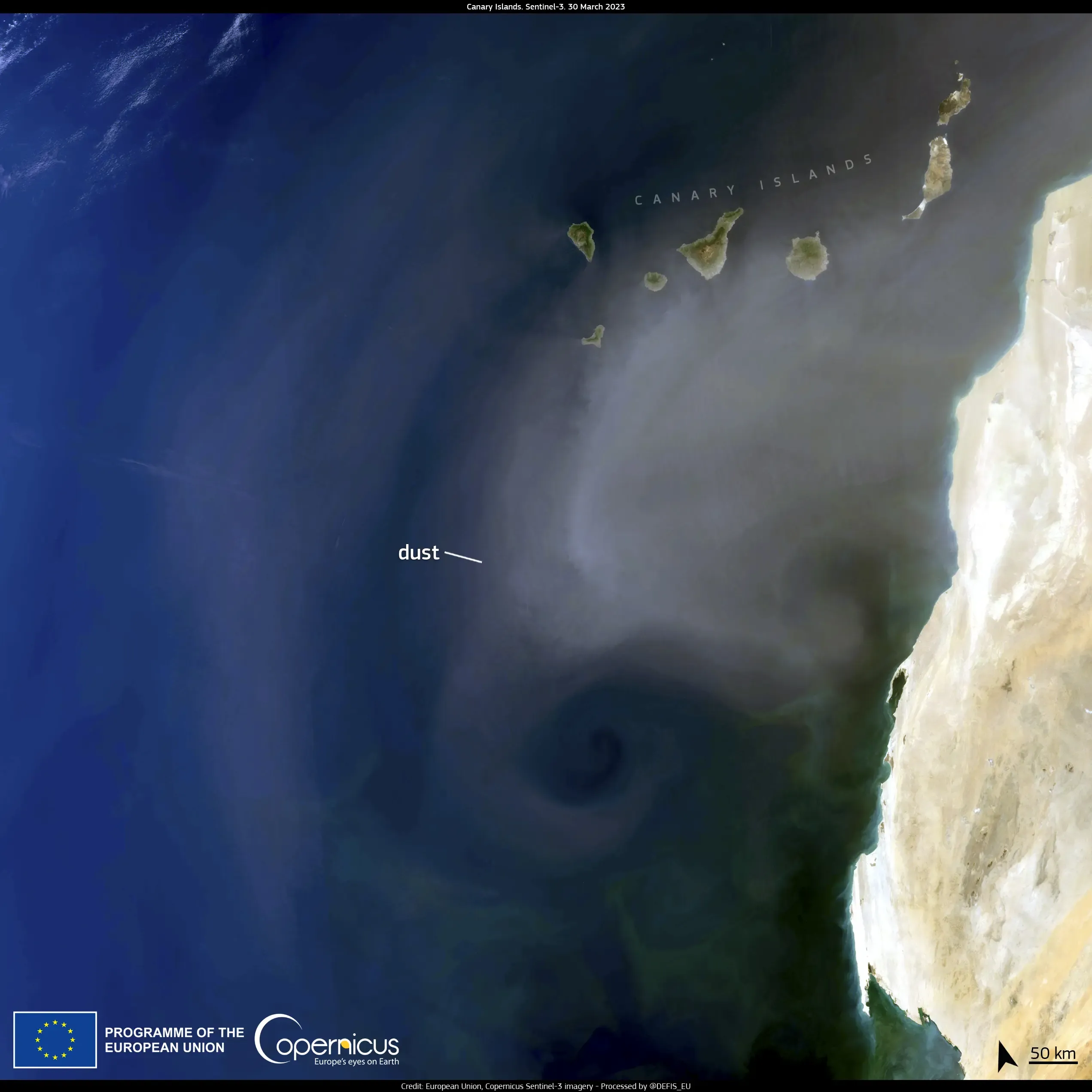 Dust storm over the Canary Islands