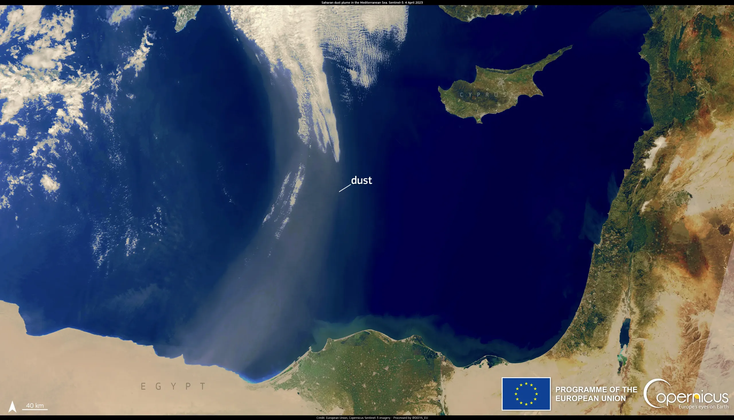 Saharan dust plume in the Mediterranean Basin