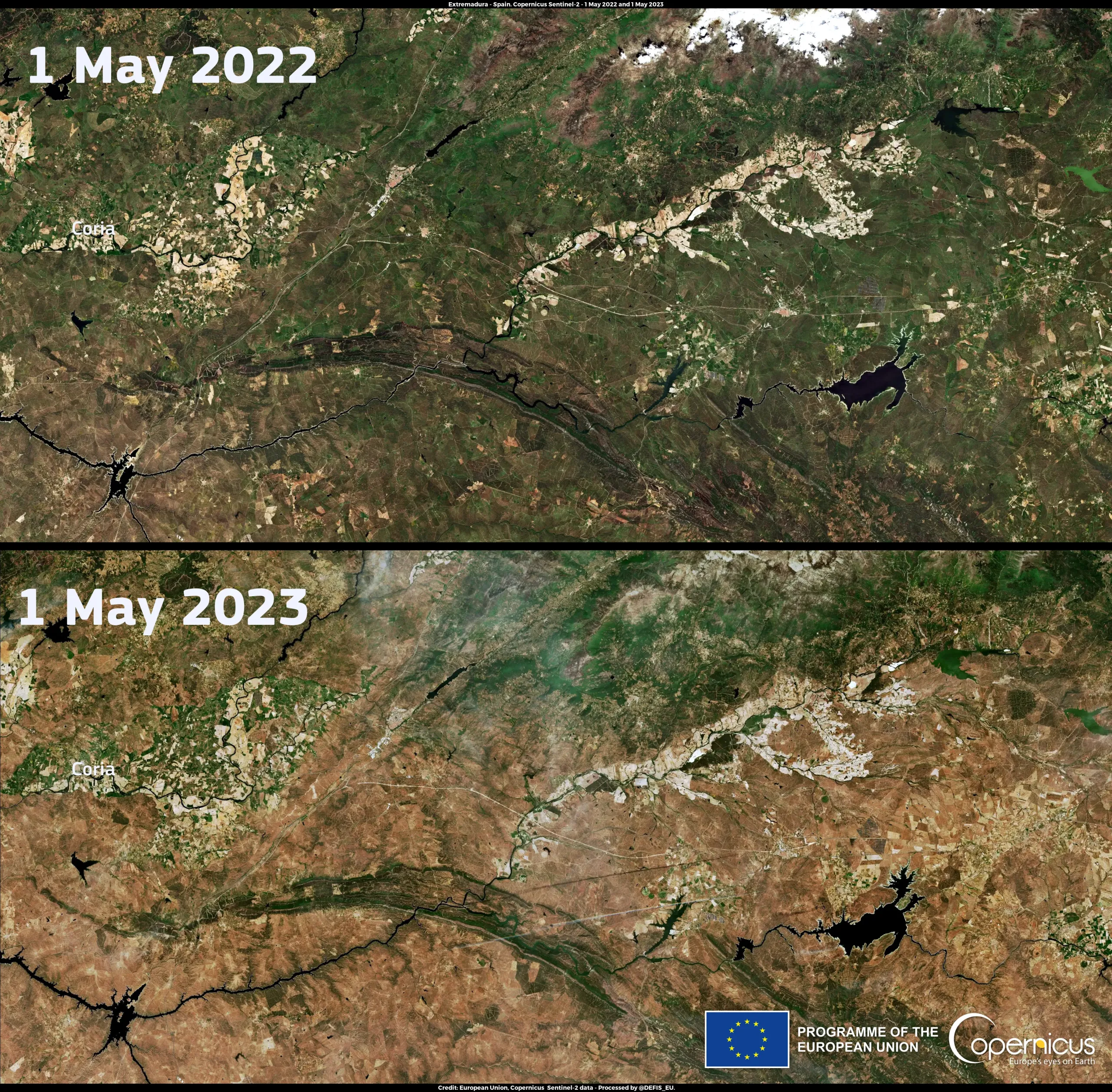 Drought is changing the landscape of Extremadura (Spain)