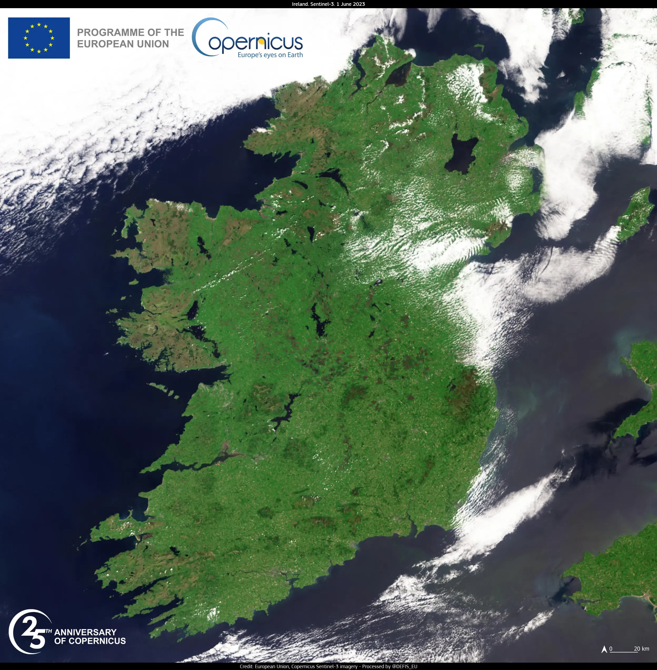Cloud-free image of Ireland, June 2023