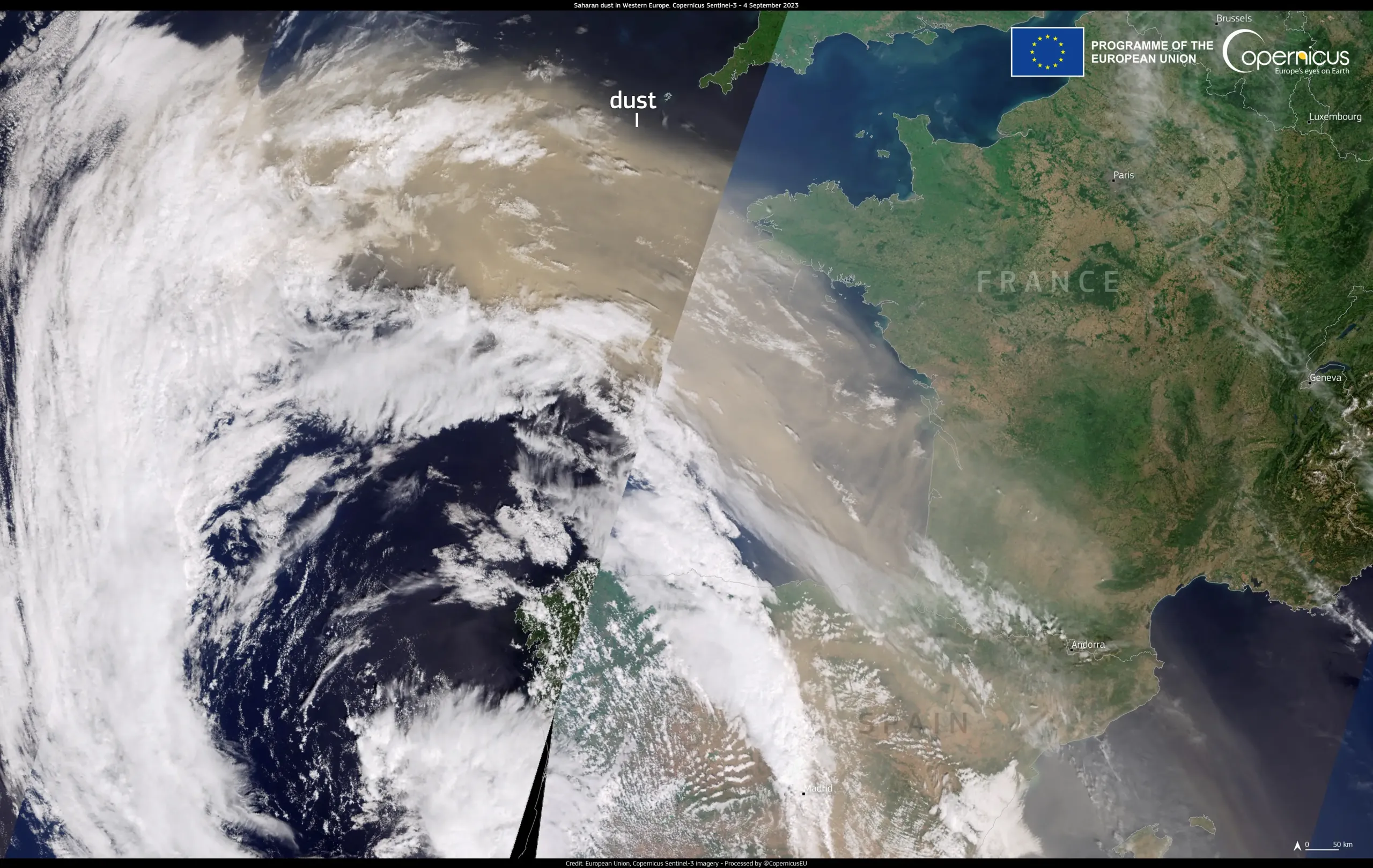 A new Saharan dust storm over western Europe