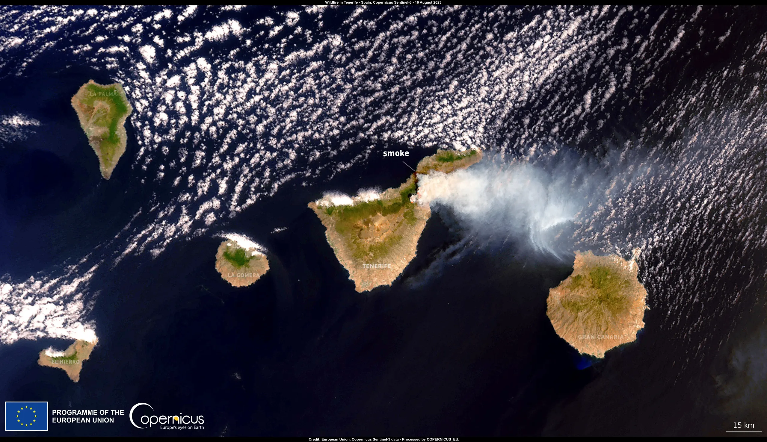 A wildfire is affecting Tenerife, Spain