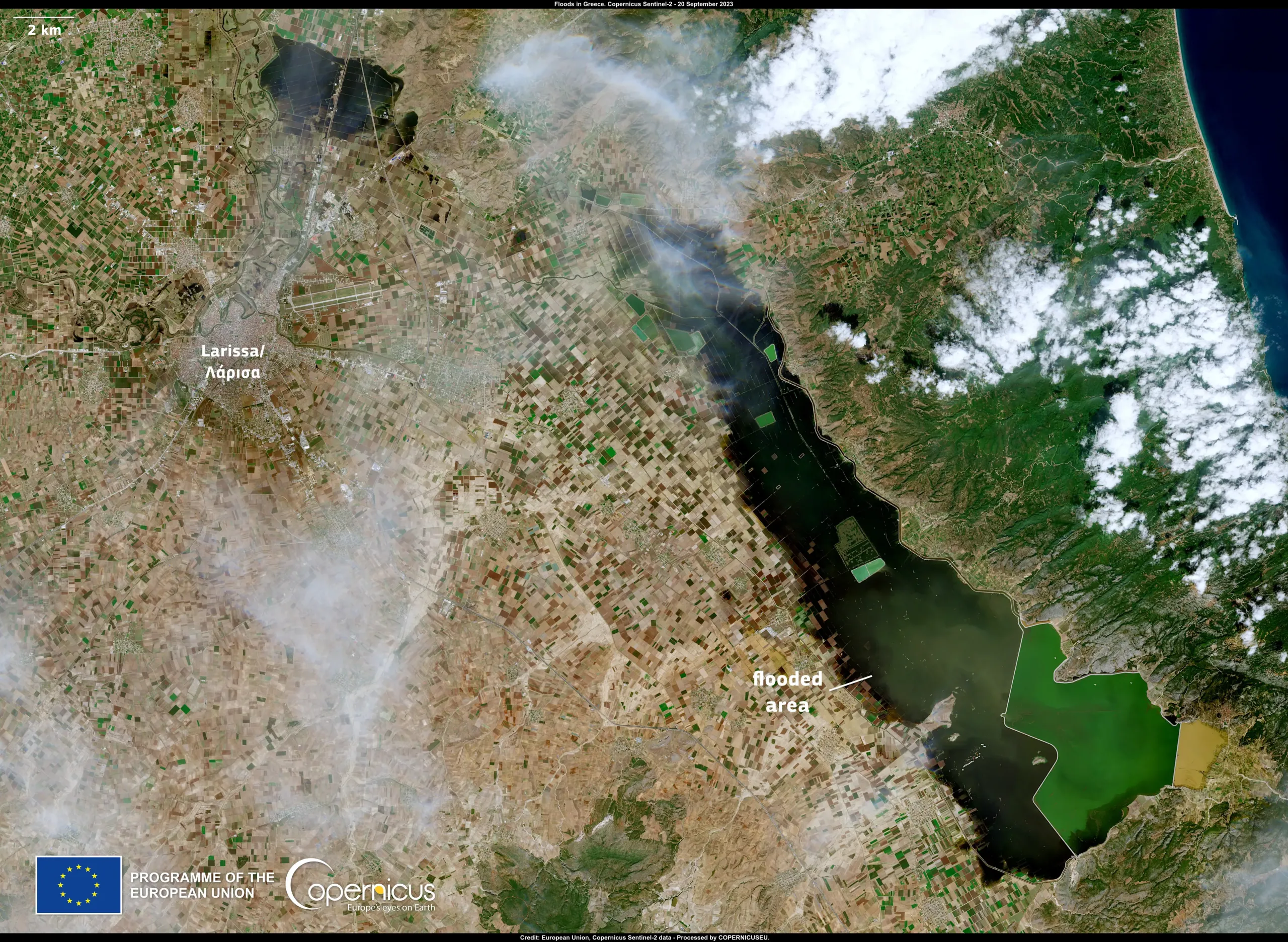 Agricultural areas around Thessaly, Greece, remain flooded