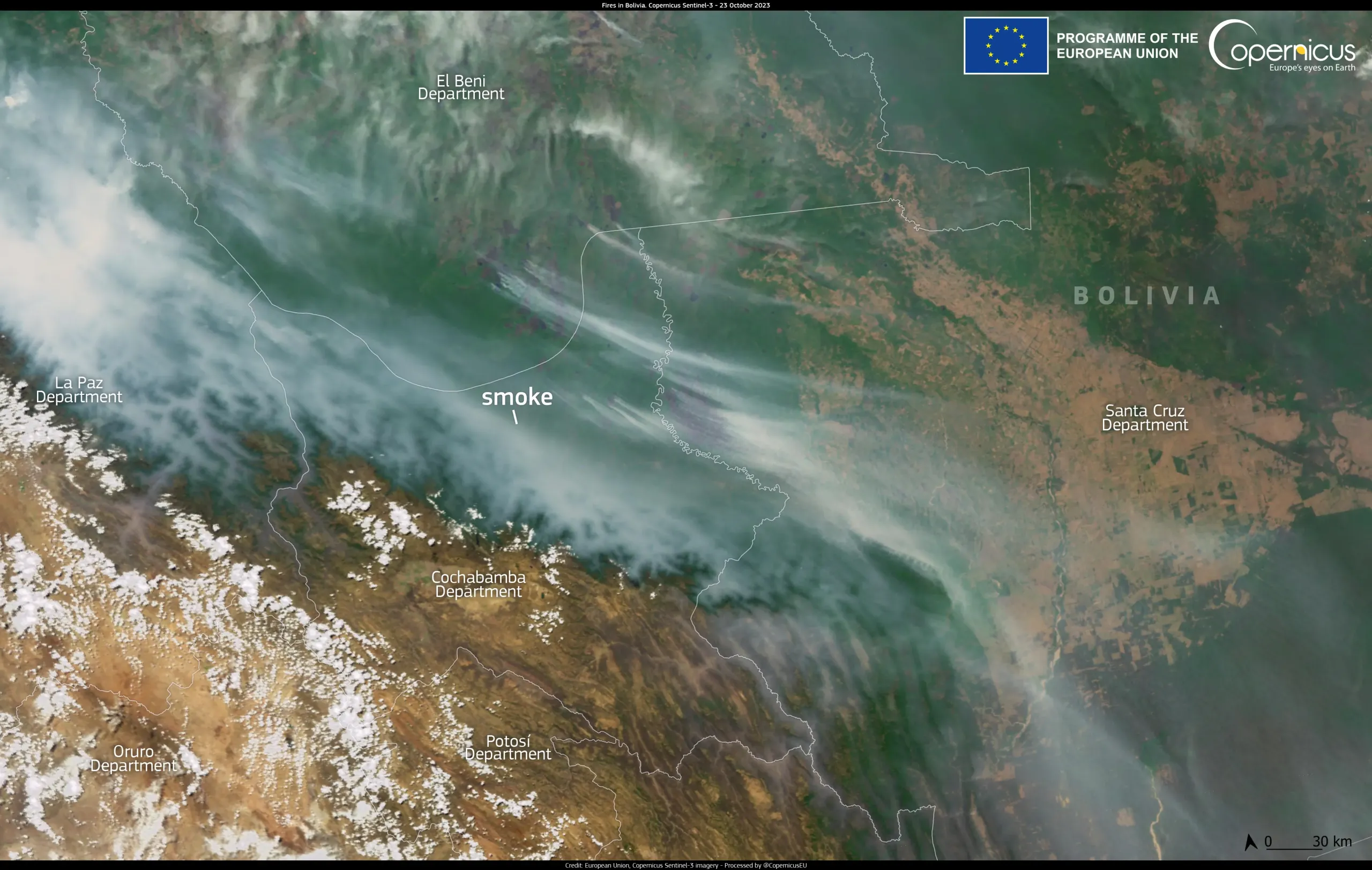 Bolivia, engulfed with smoke due to wildfire and drought