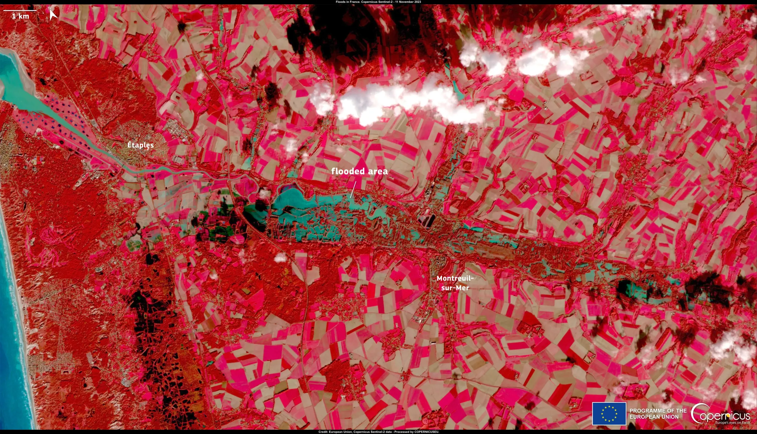 Flooding after heavy rainfall in Pas-de-Calais, France