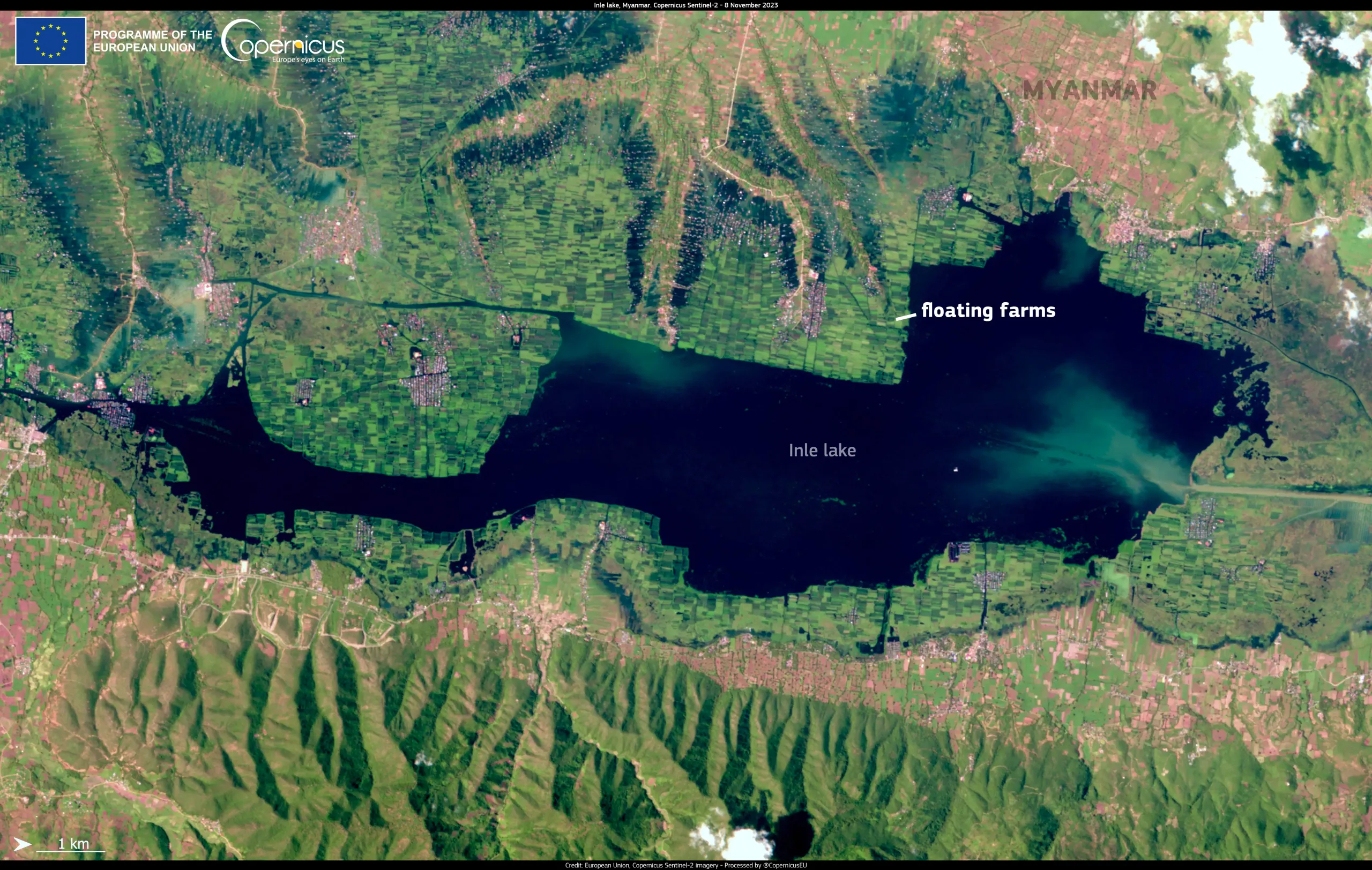 Myanmar’s Inle Lake’s Surface area, reduced by floating farms