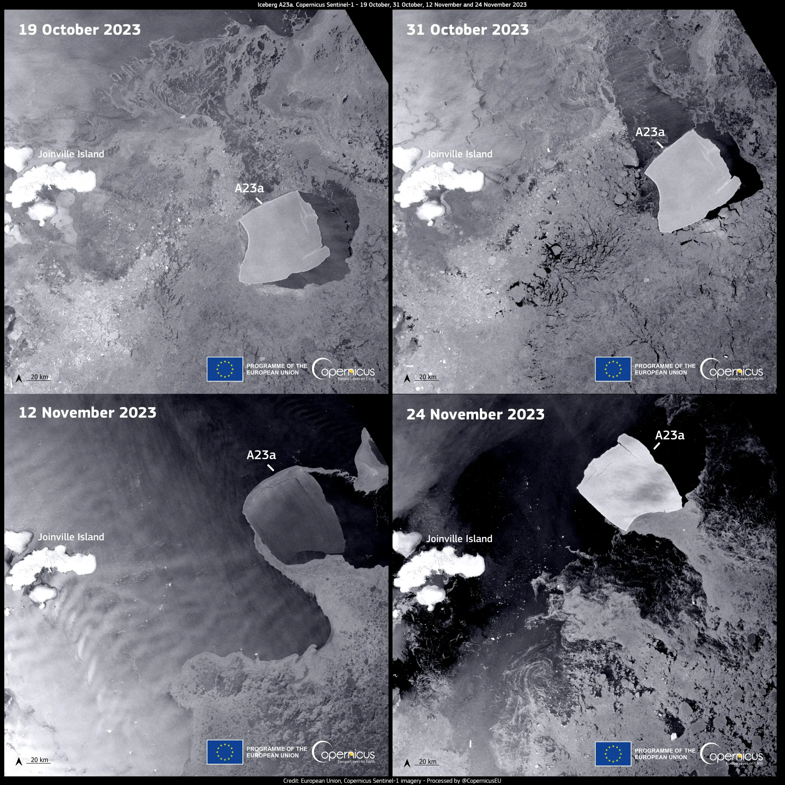 The world's largest iceberg is moving towards the South Atlantic Ocean