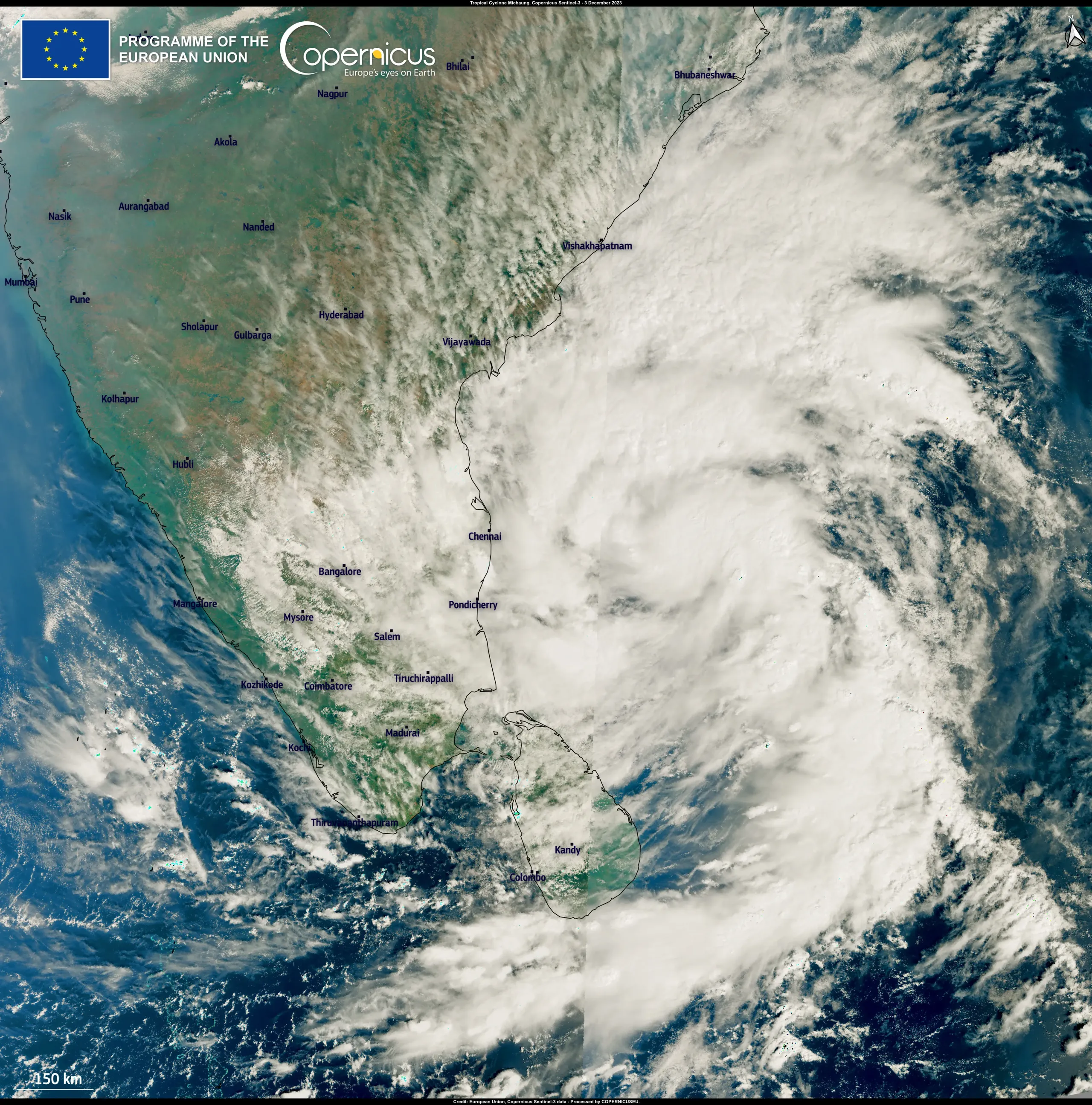 Cyclone Michaung in the Bengal Gulf