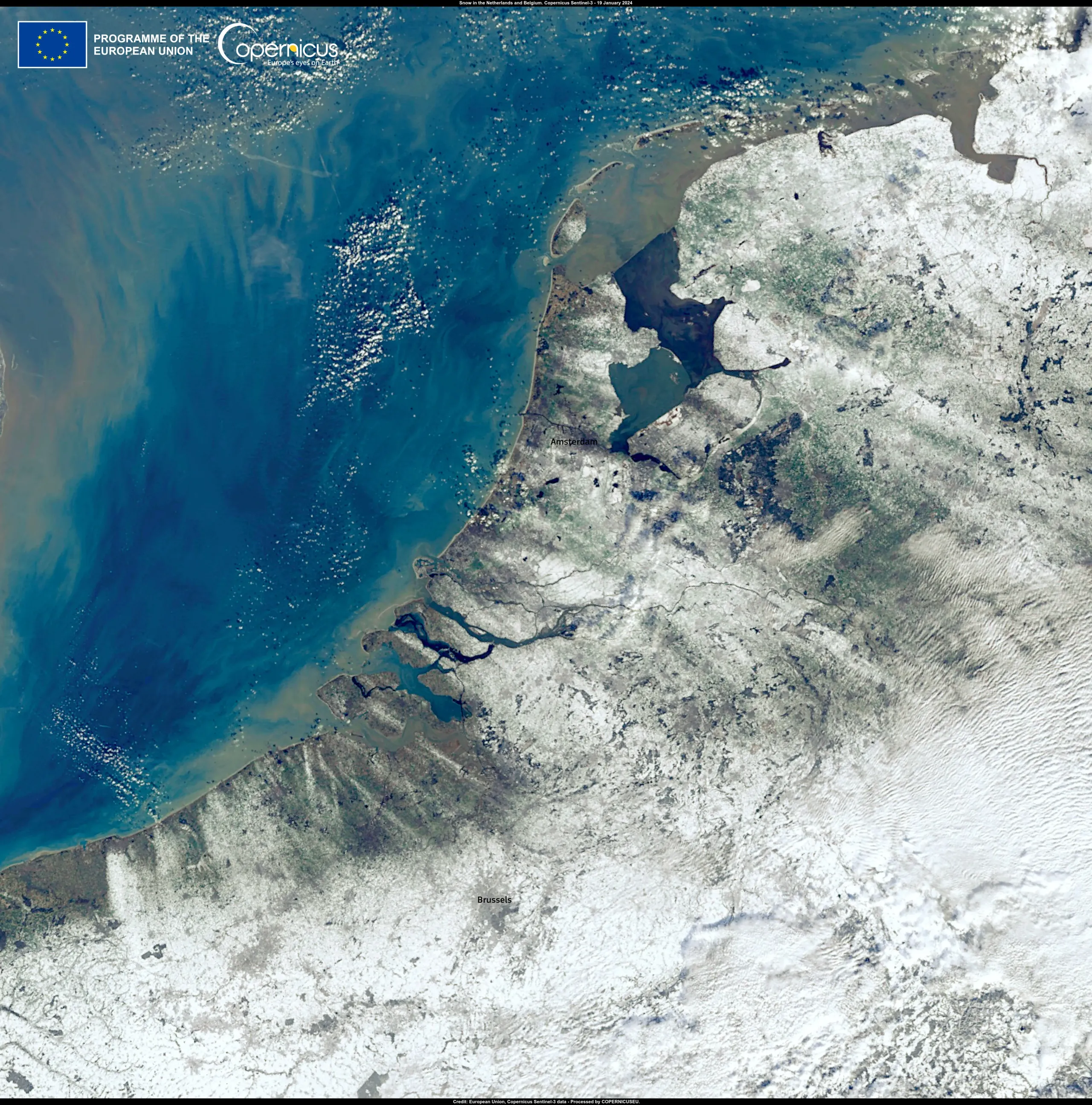 Netherlands and Belgium blanketed in white