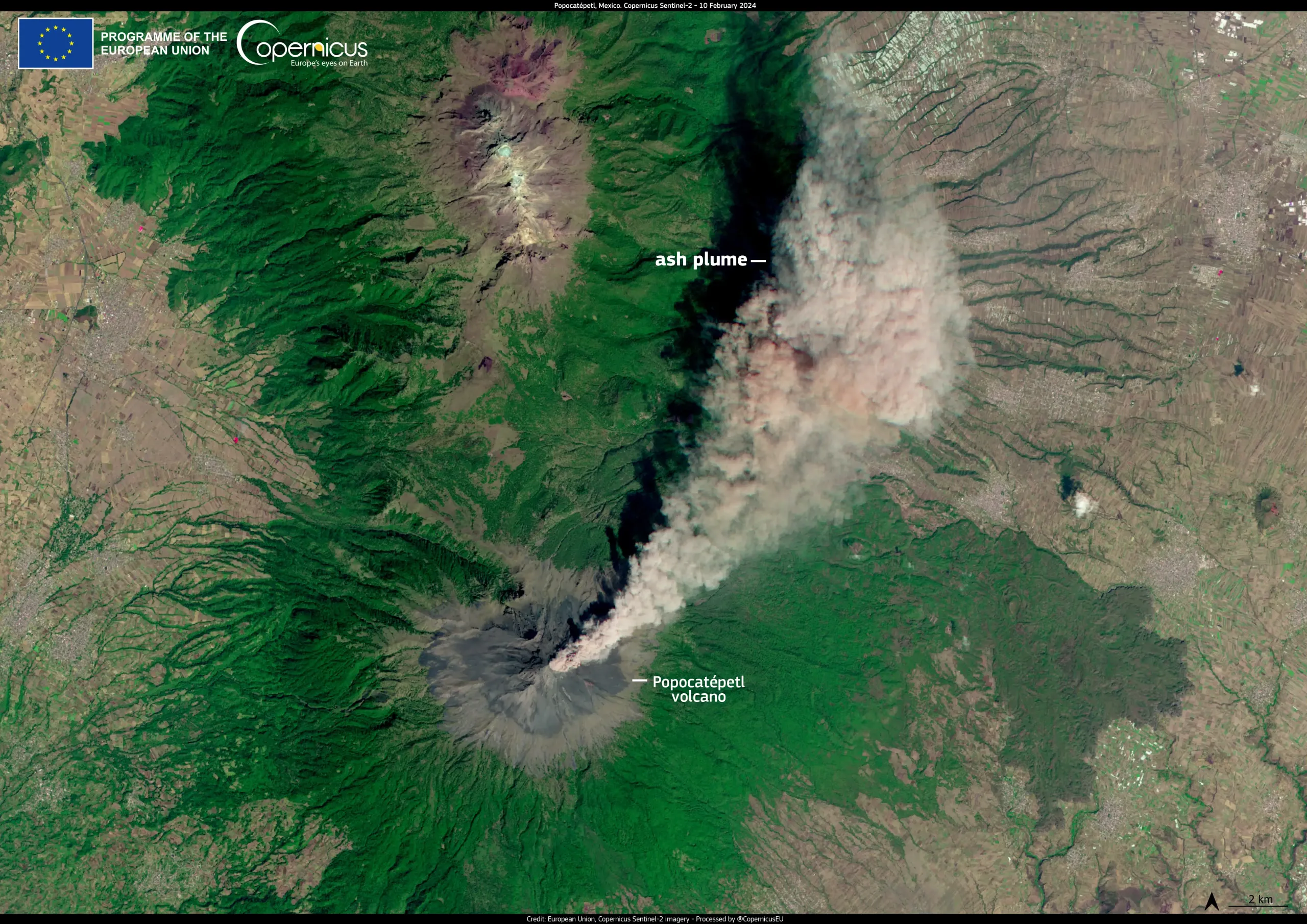 Volcanic activity at the Popocatepétl volcano
