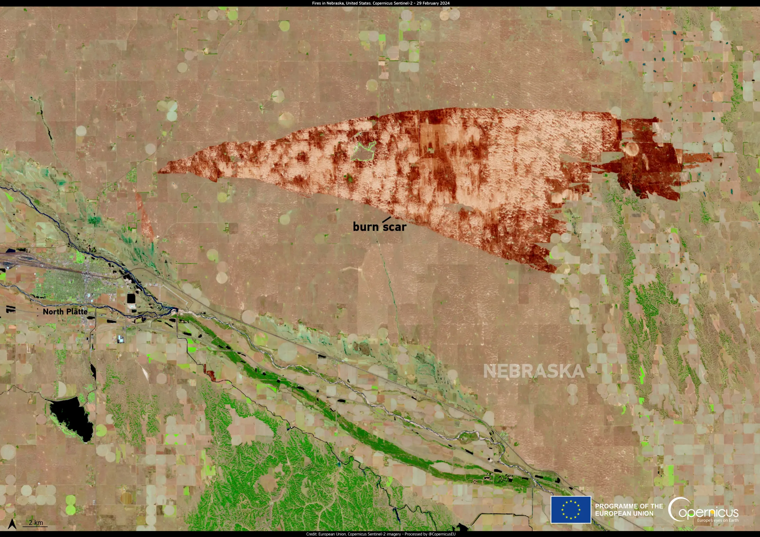 Large grassfire in Nebraska (USA)