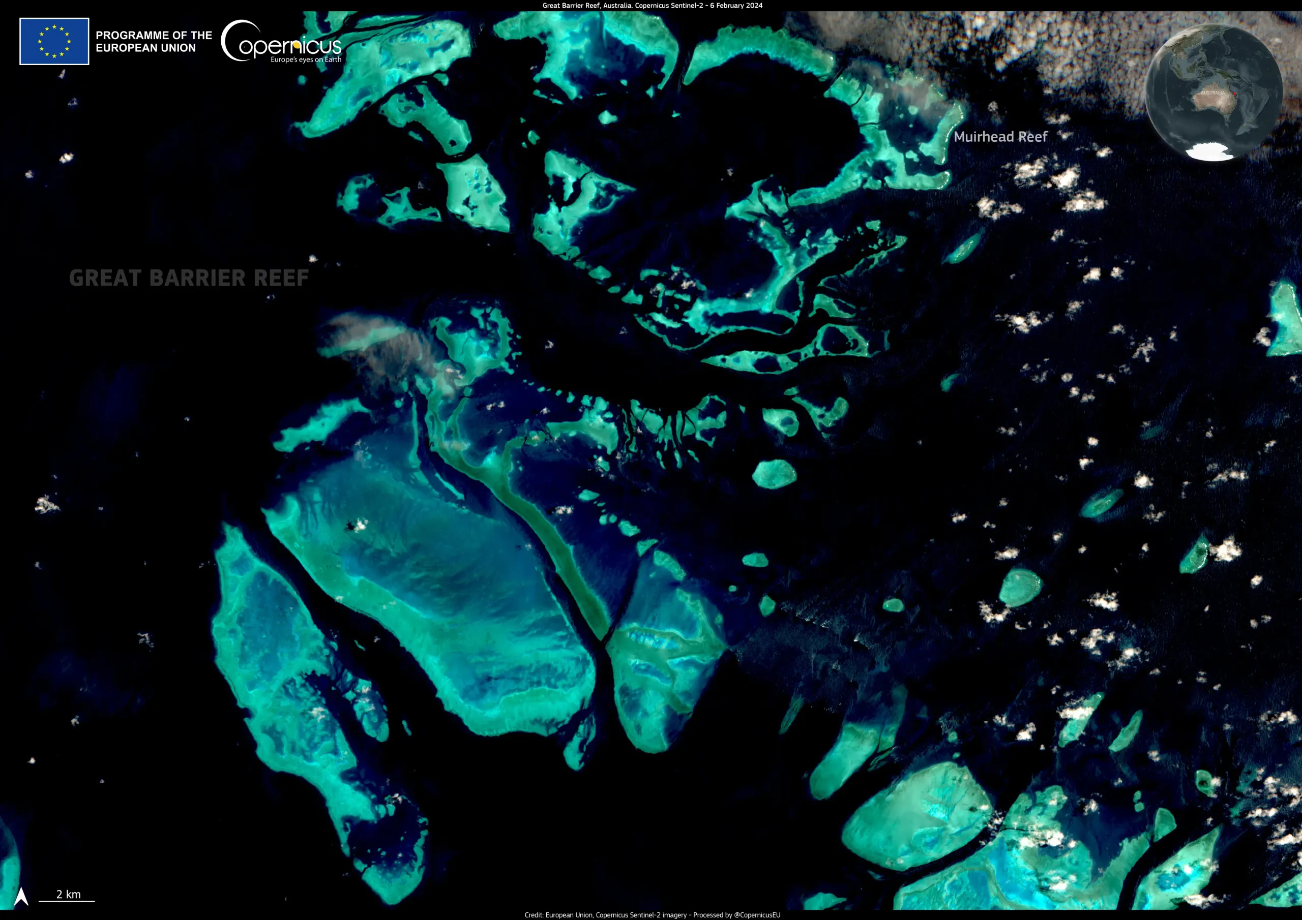 Extensive bleaching in the Great Barrier Reef