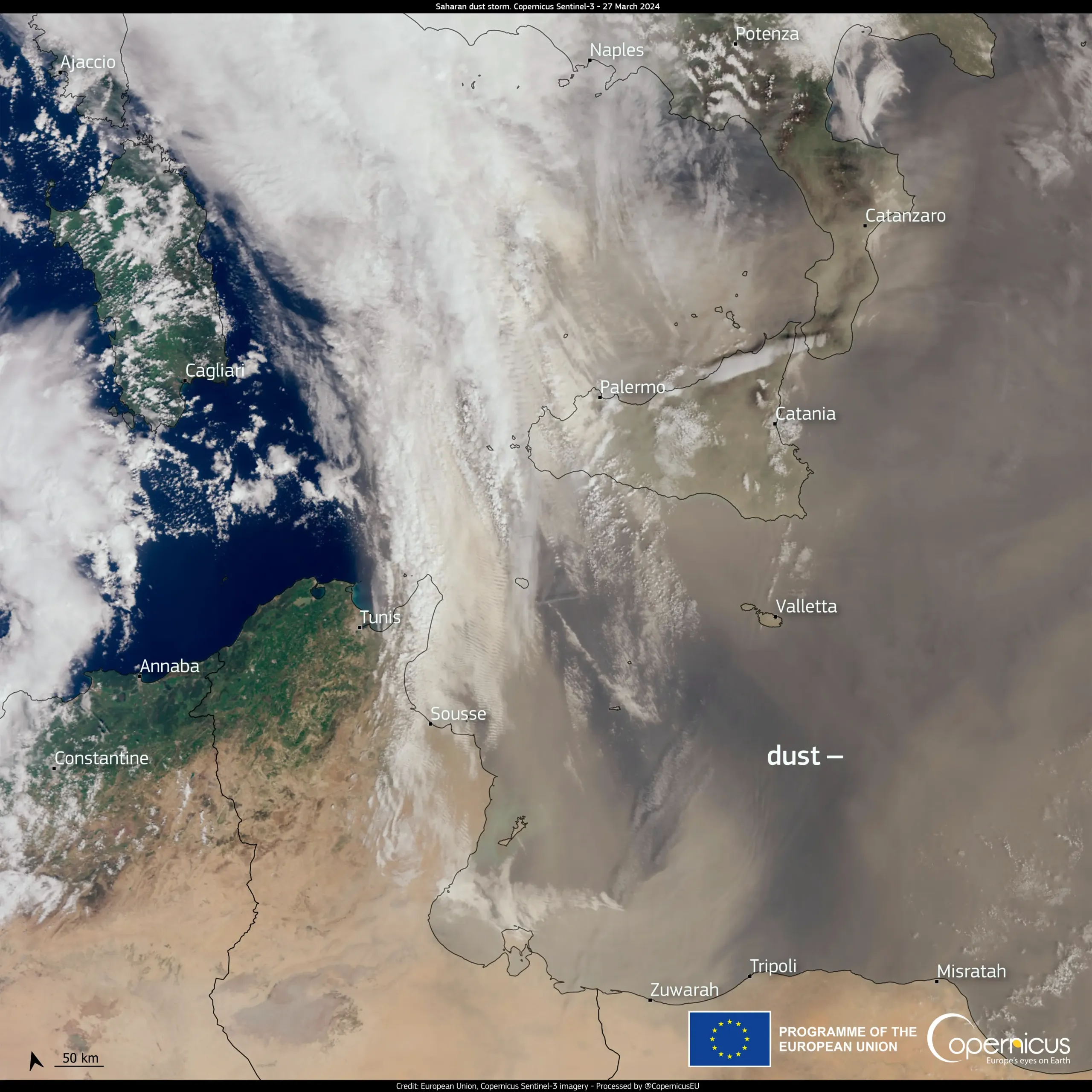A new Saharan Dust Storm ongoing in the Mediterranean Basin