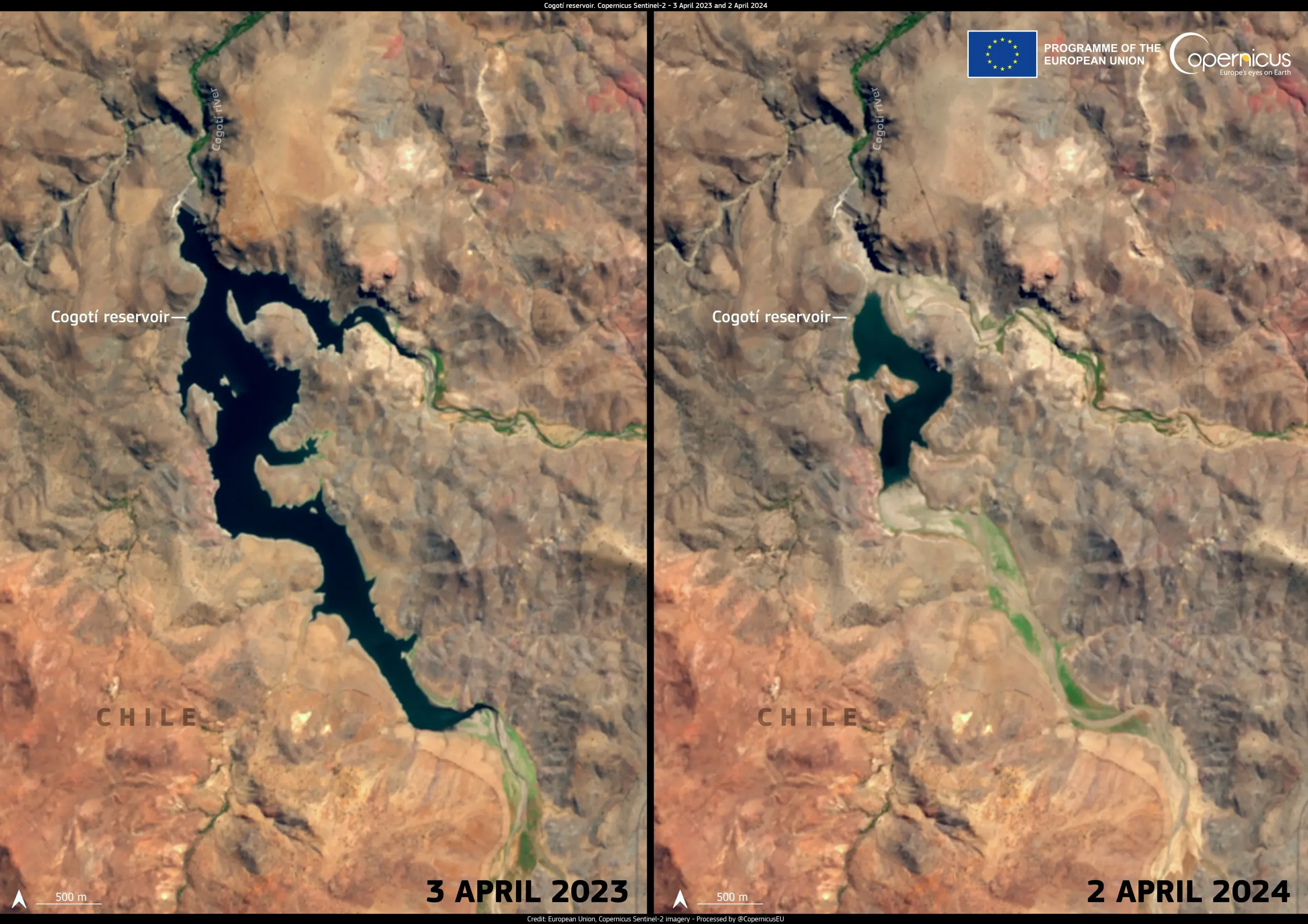 Drought affects the Cogotí Reservoir in Chile