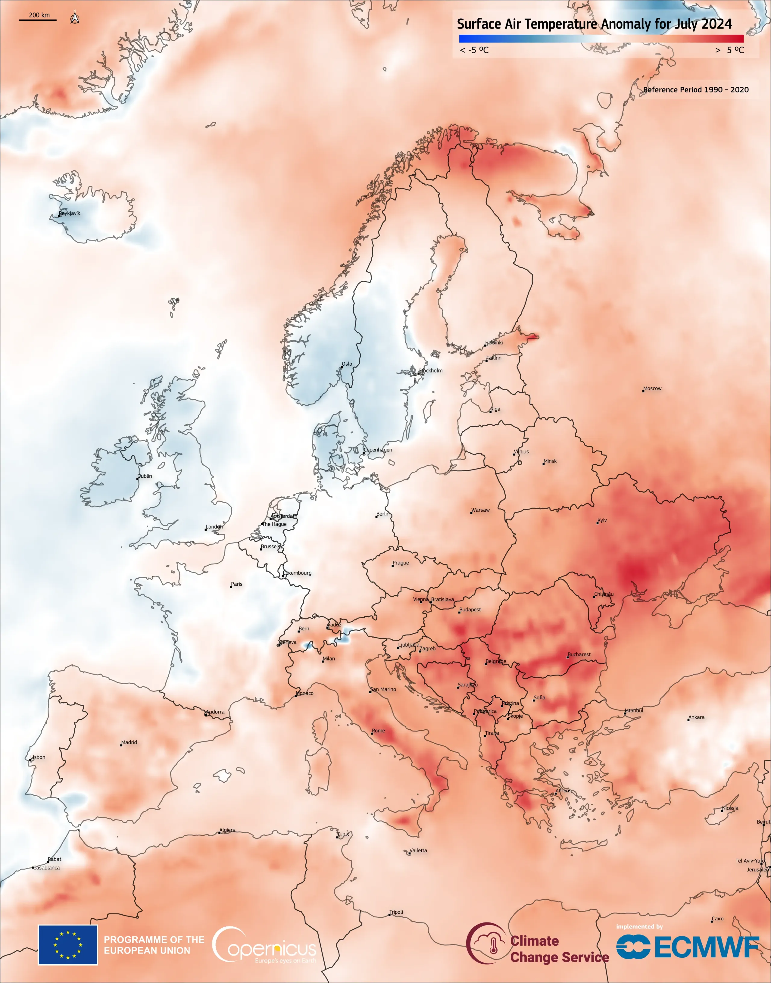 July 2024, the second warmest July on record