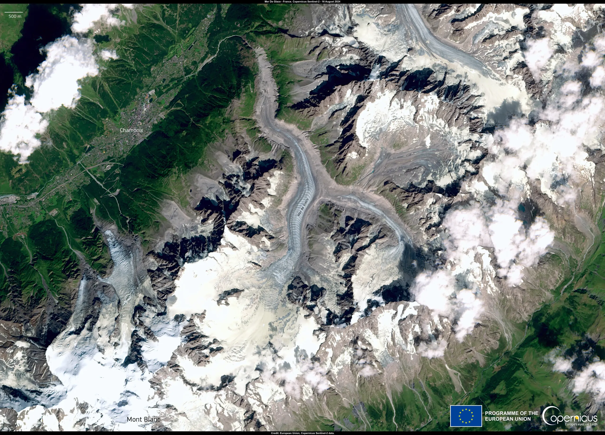 The Mer de Glace Glacier in the Alps