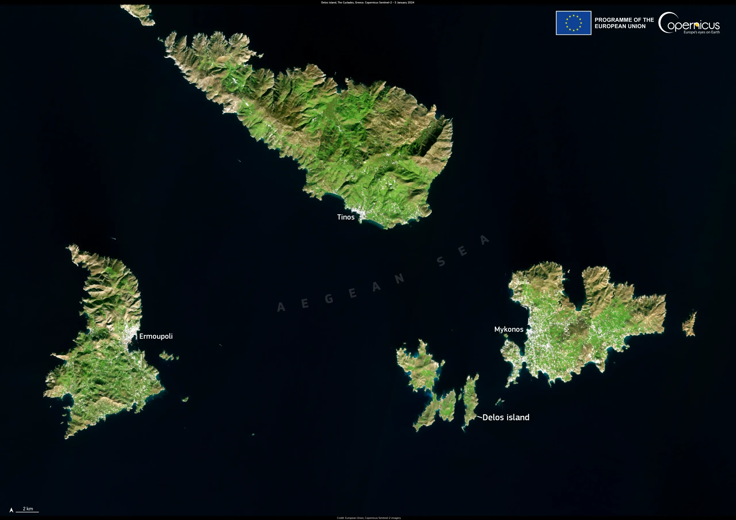 Rising sea levels affect Delos Island, Greece