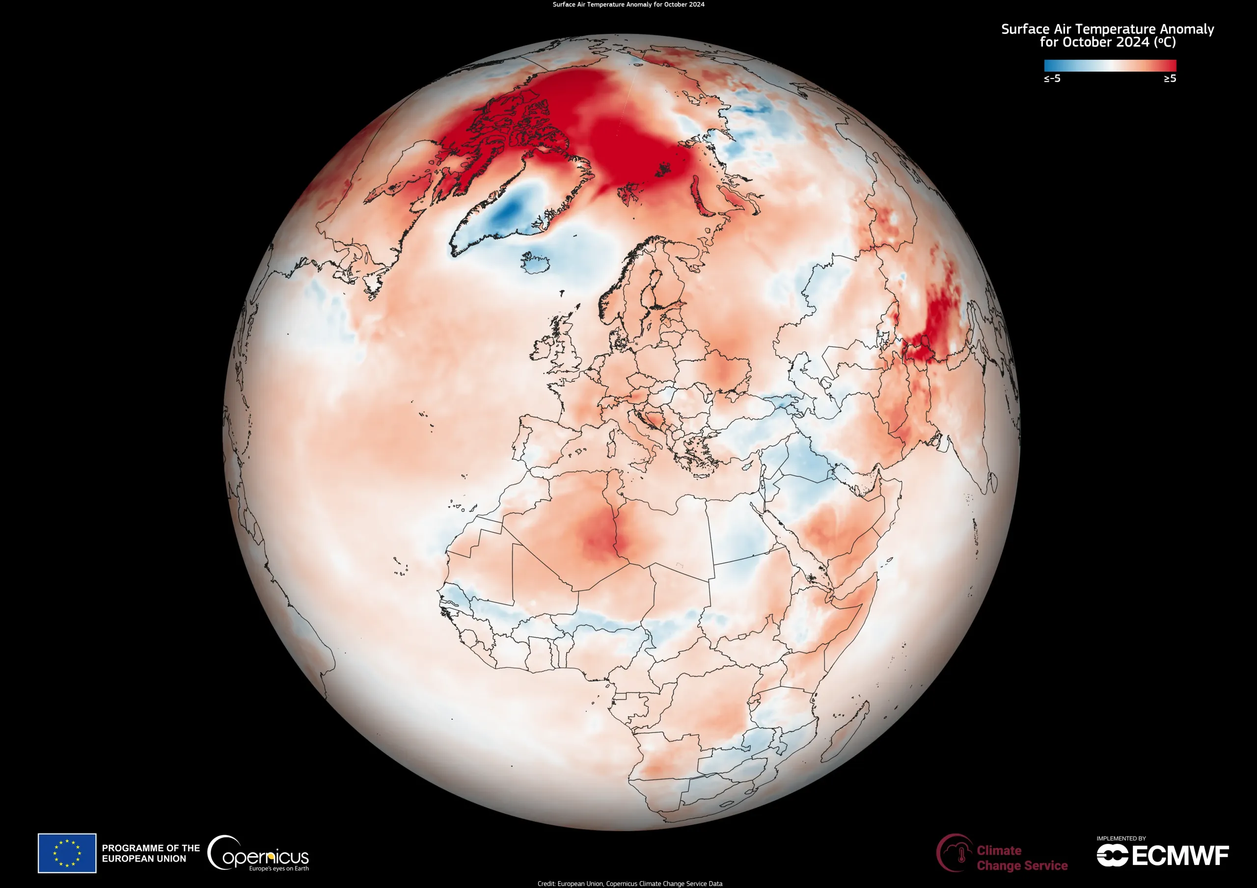 October 2024 was the second-warmest recorded October globally