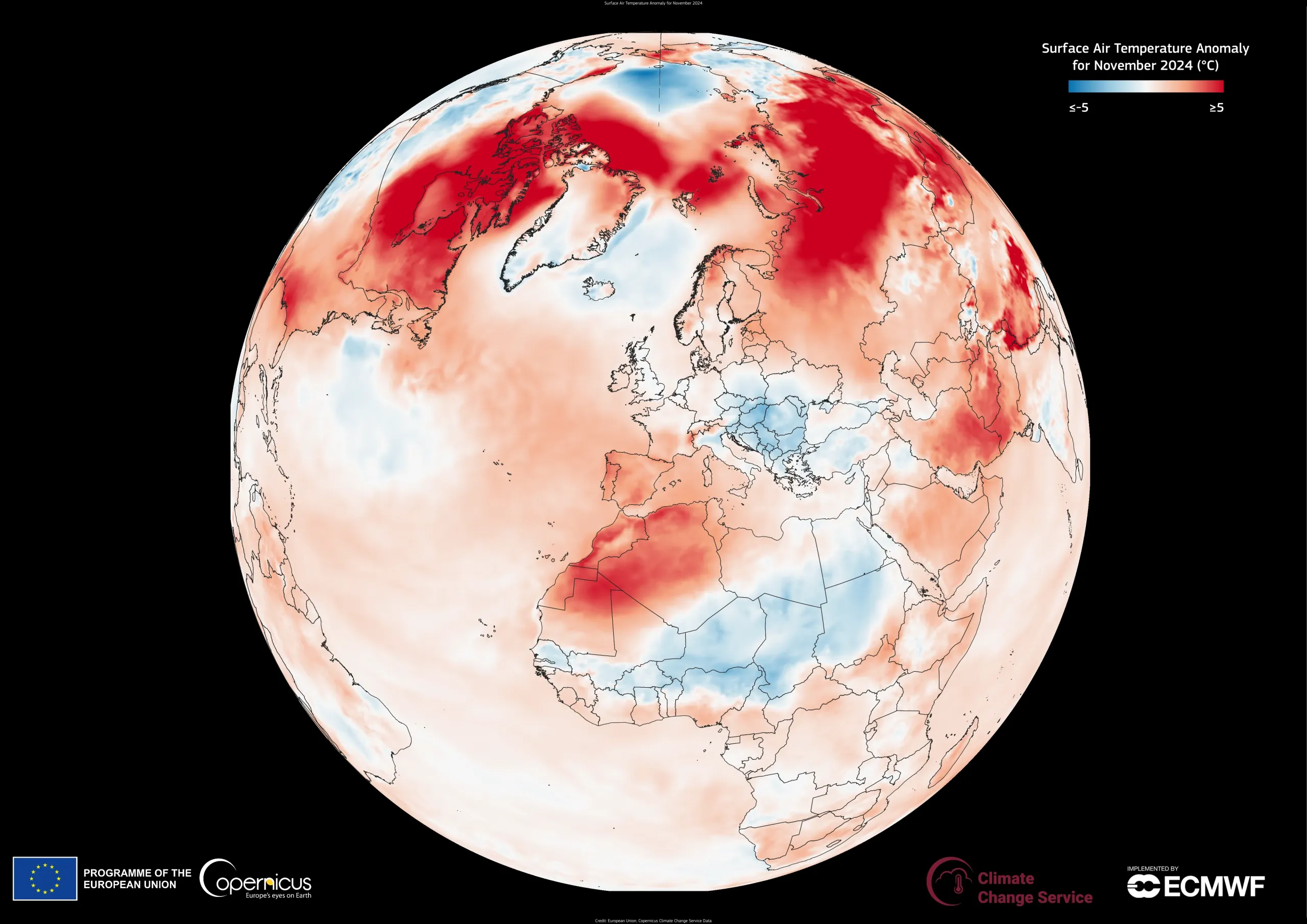 November 2024 was the second-warmest November globally