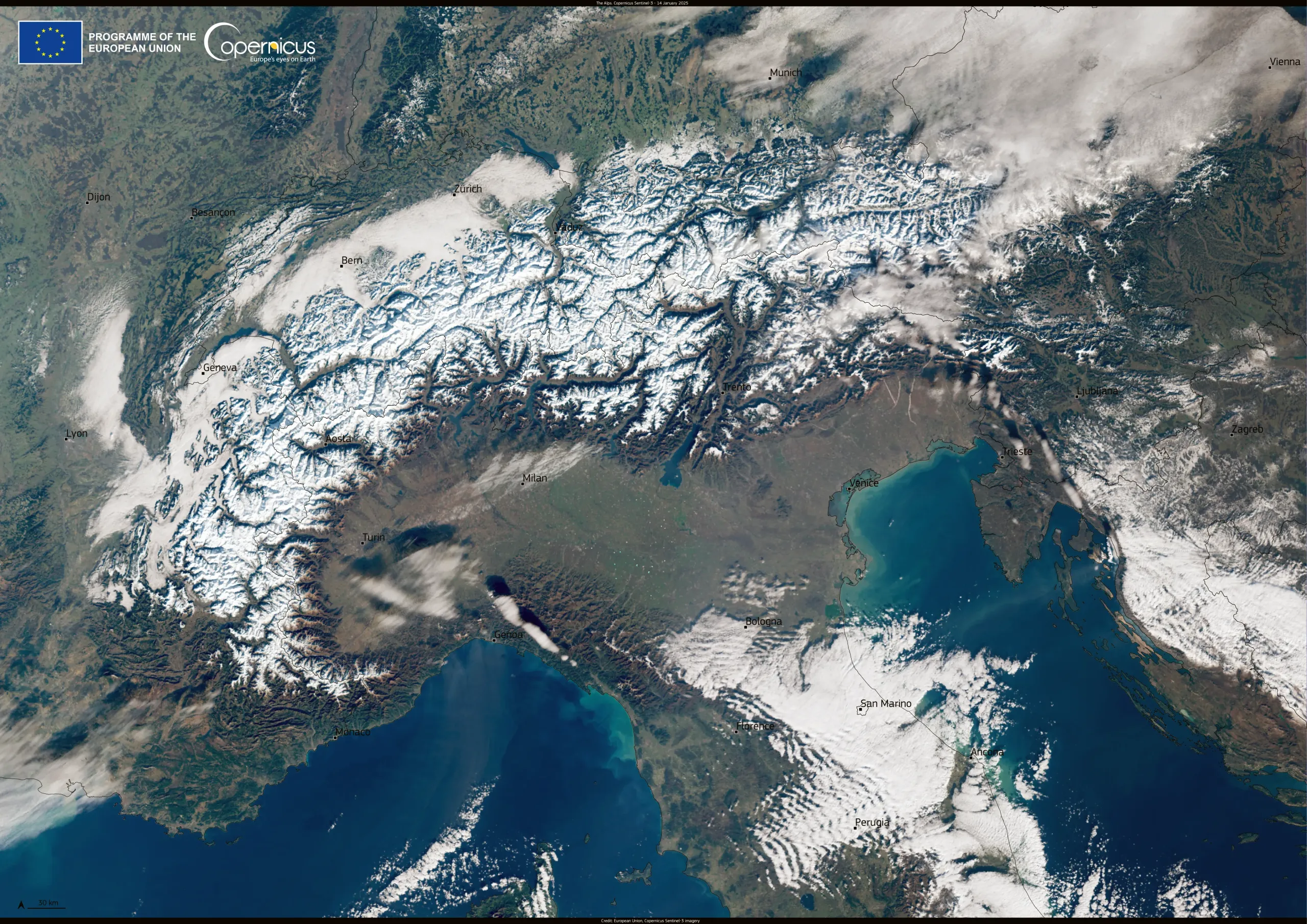 Snowfall in the Alps currently in line with historical averages