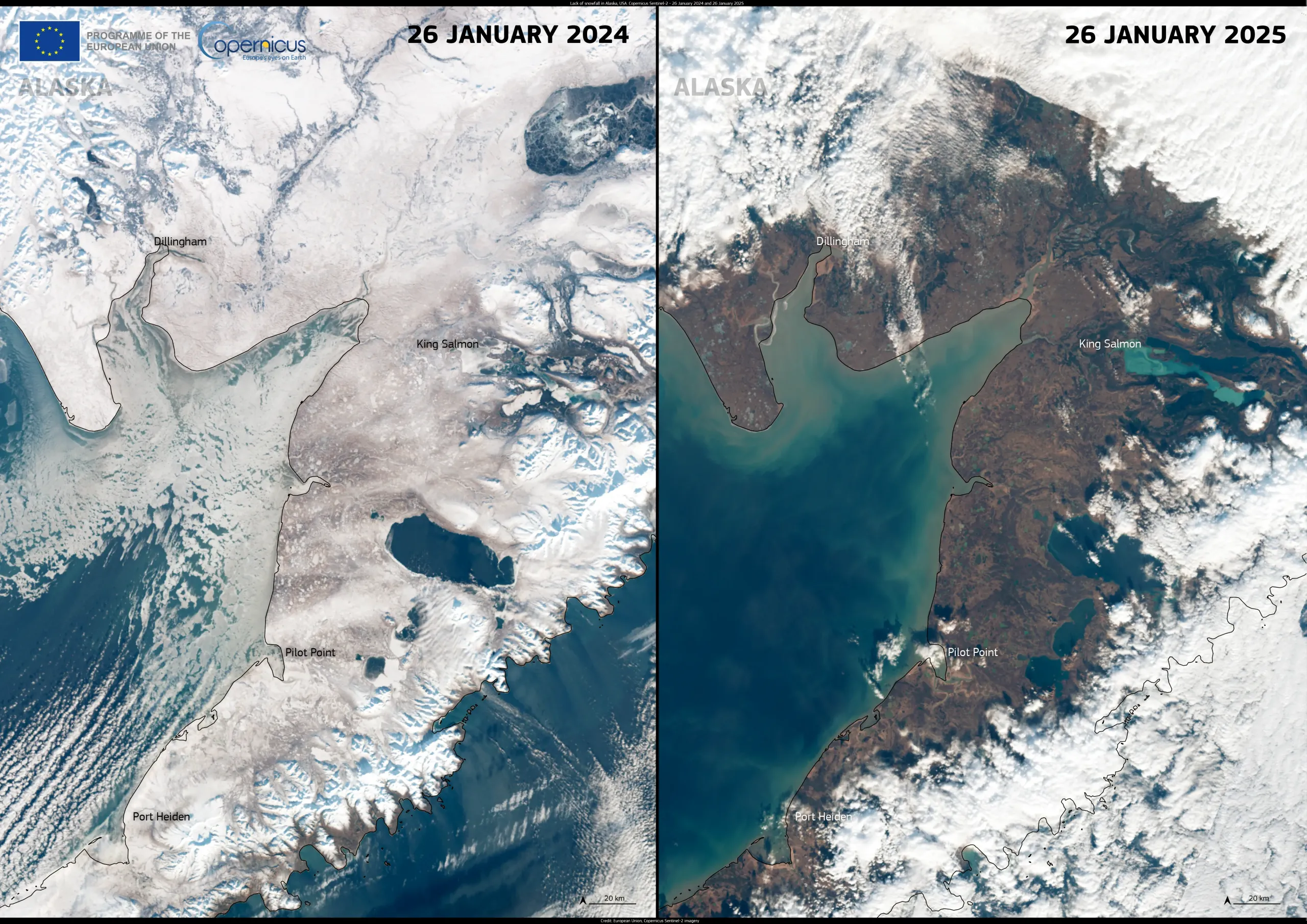 Lack of Snowfall in Alaska, USA