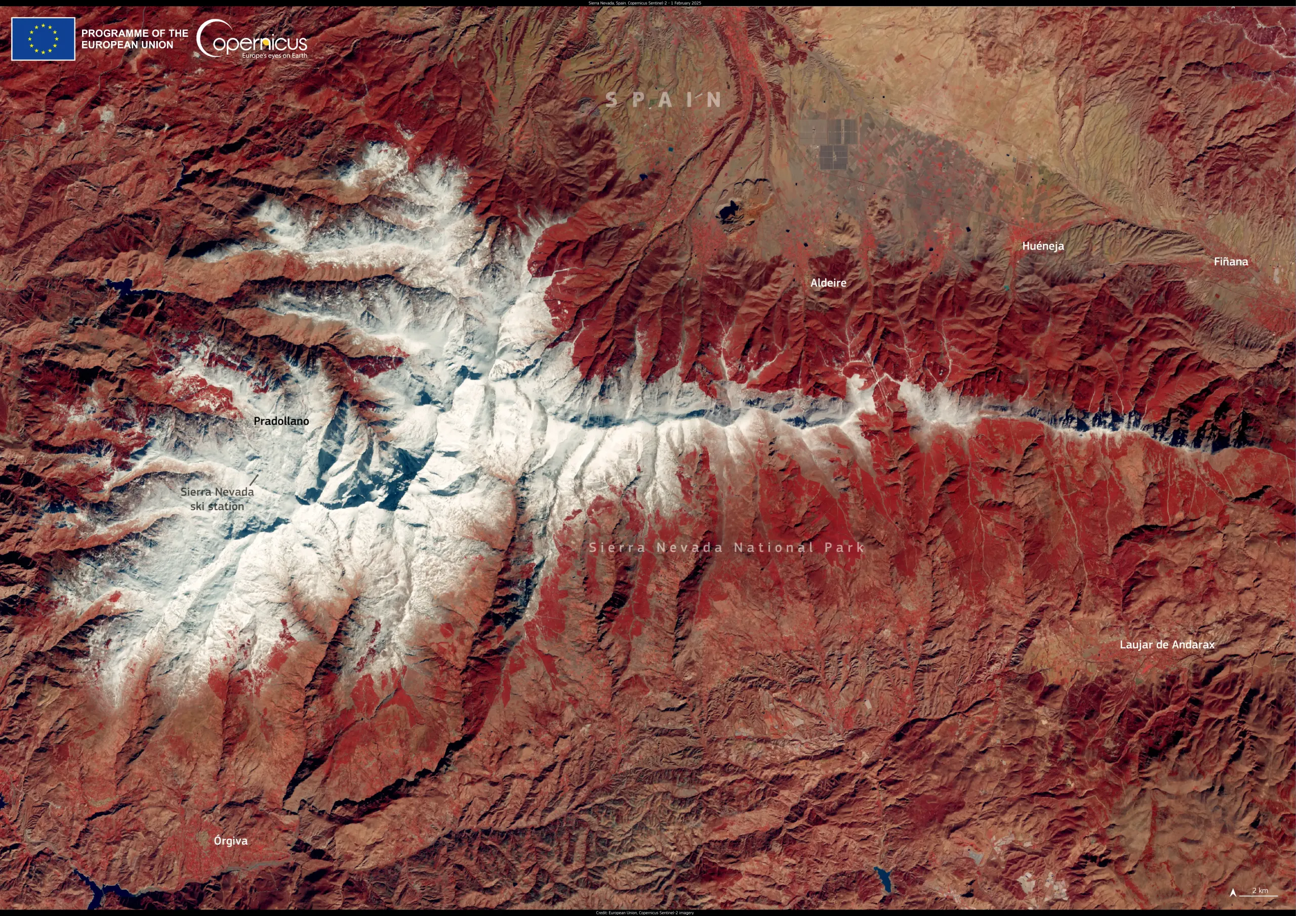 Snowfall in Sierra Nevada, Spain