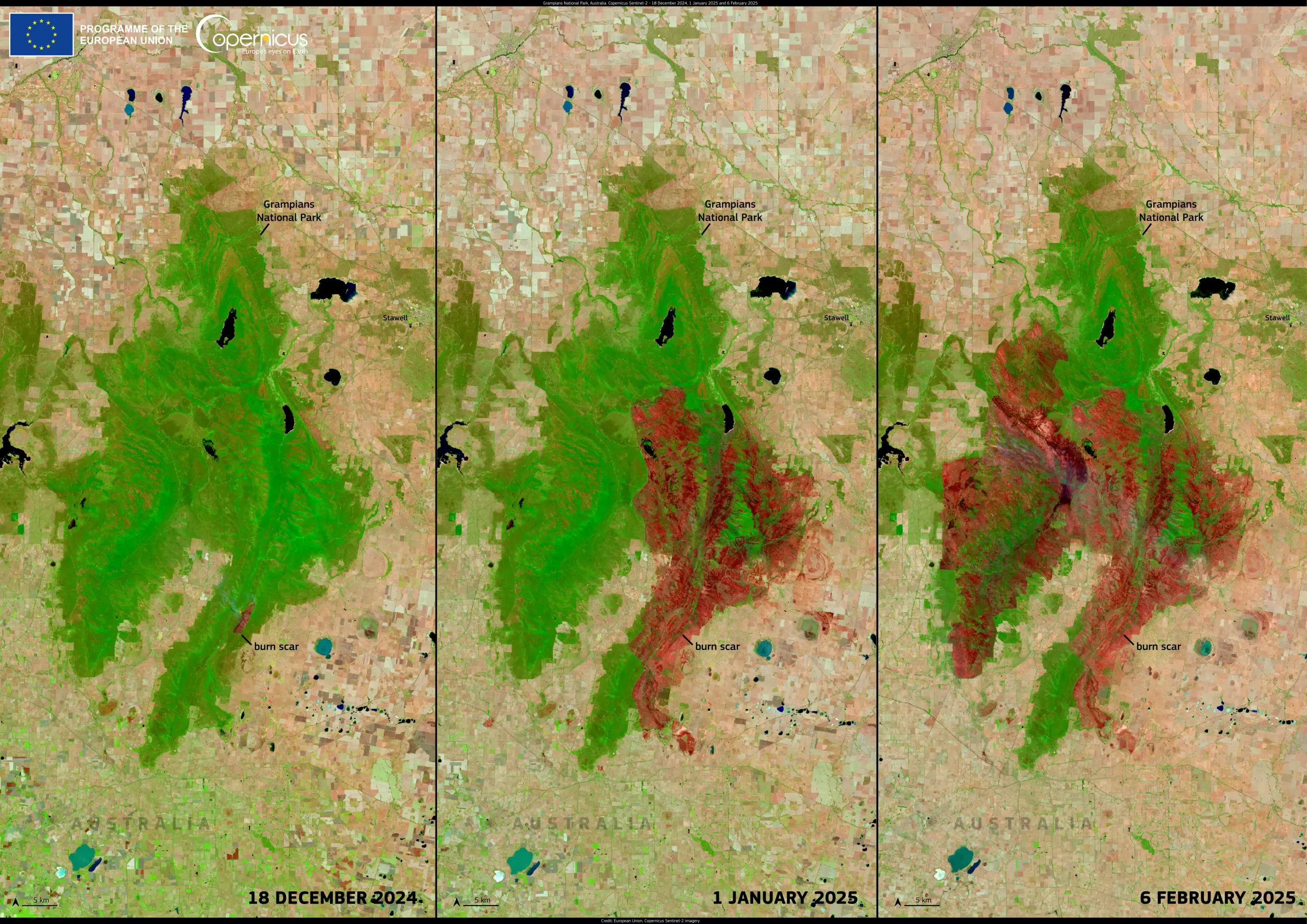 Devastating bushfires in the Grampians National Park, Australia