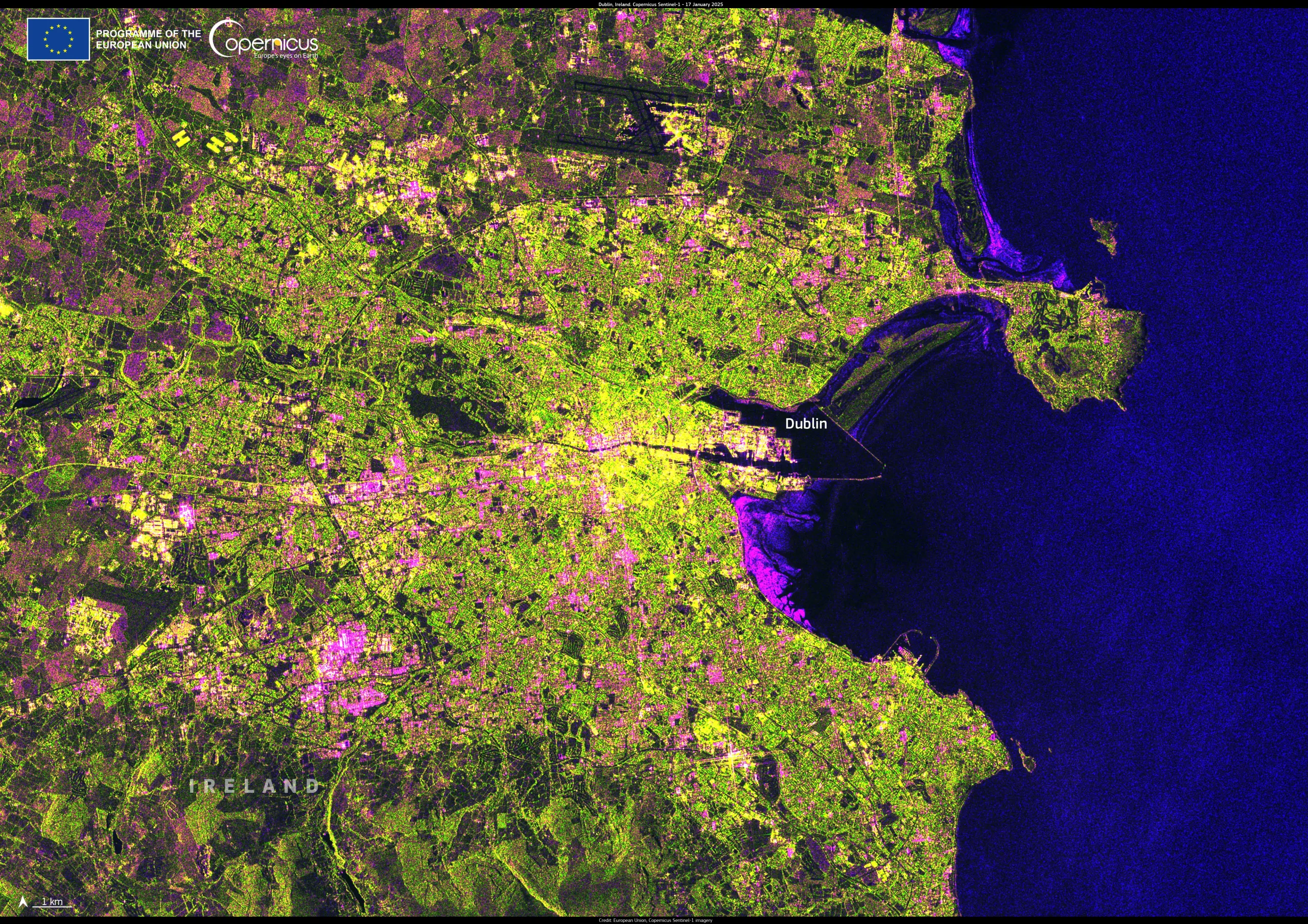 Dublin, Ireland, as seen by Copernicus Sentinel-1C