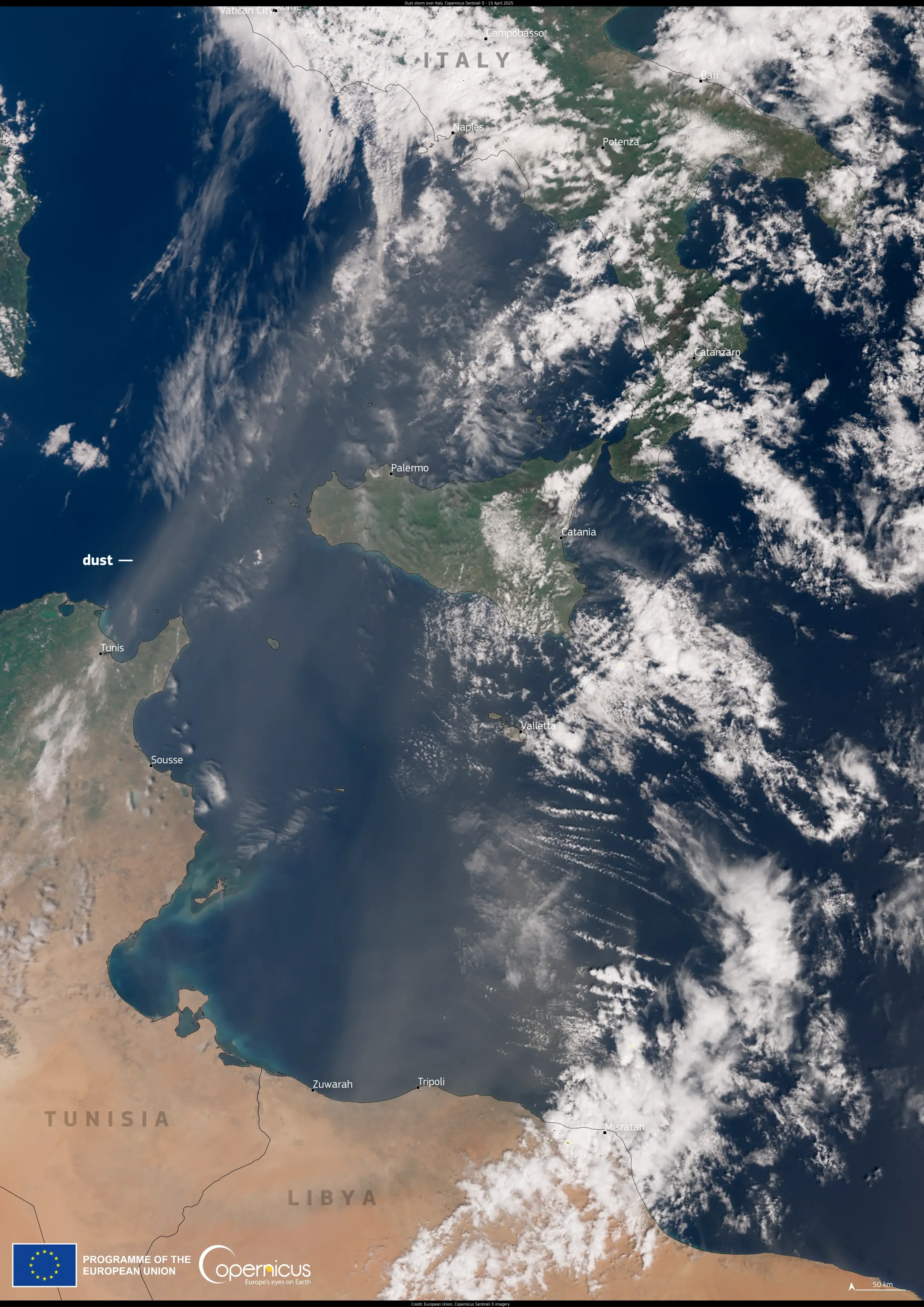 Saharan dust affects Italy