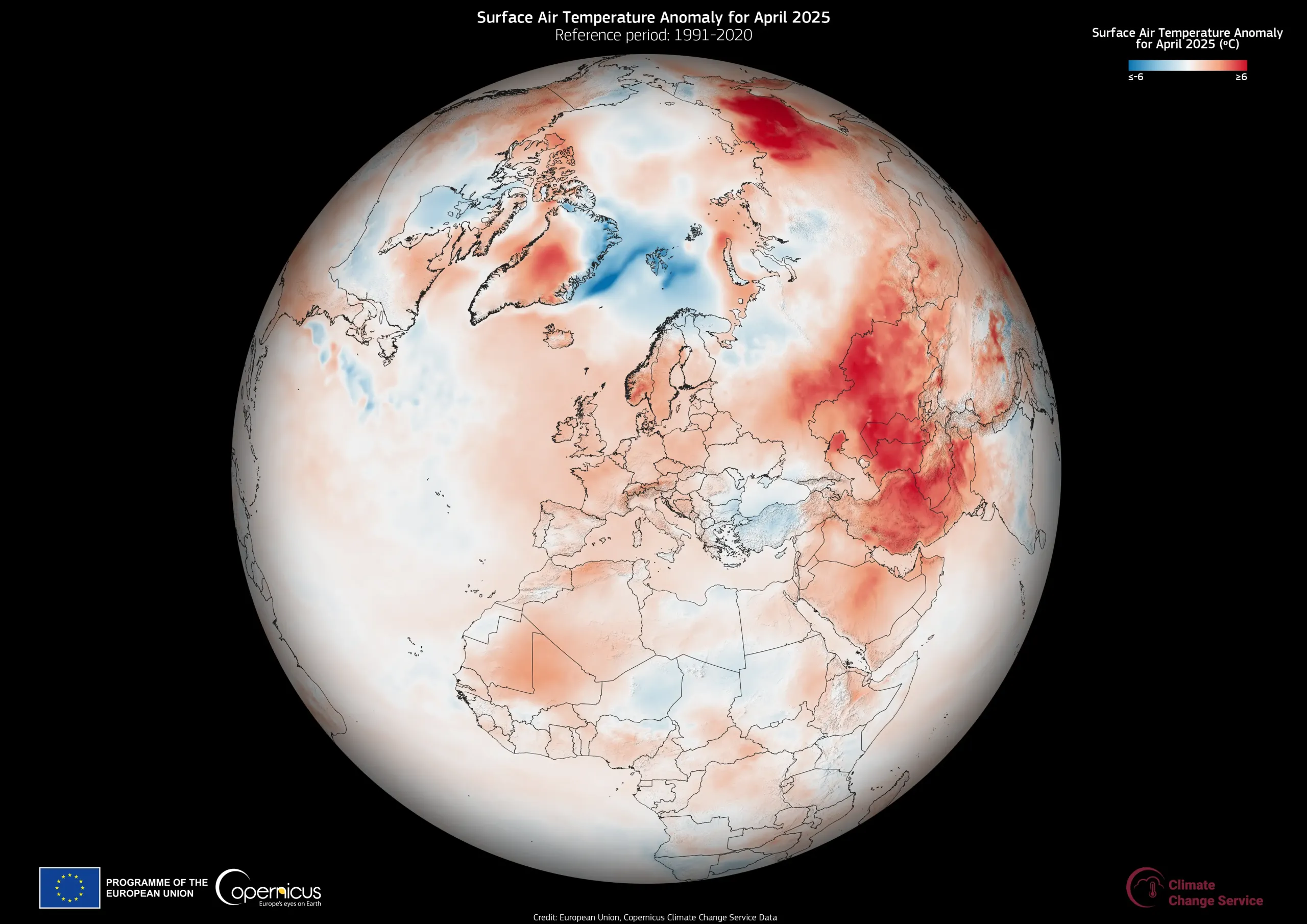 April 2025 was the second warmest April on record globally