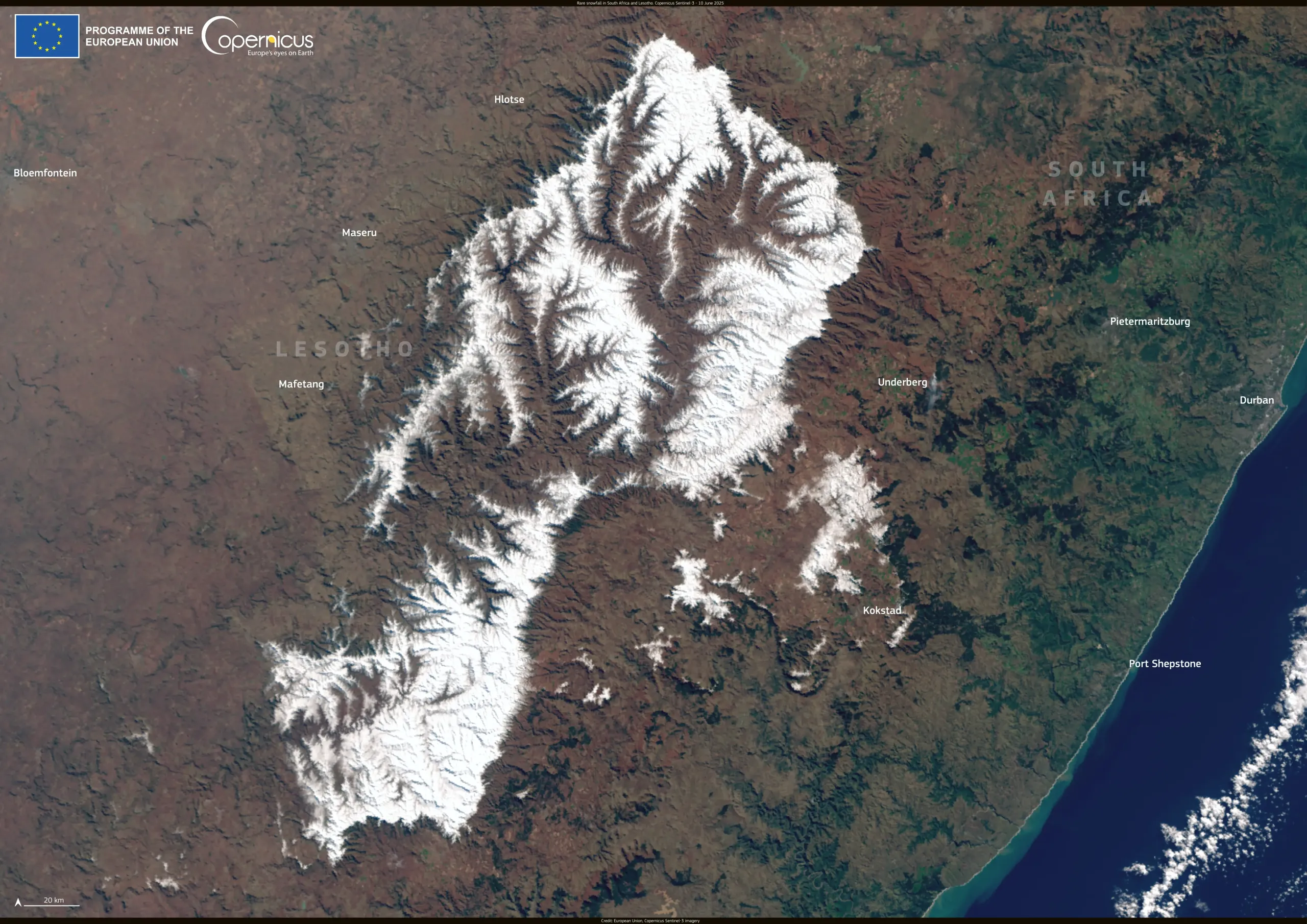 Rare snowfall in South Africa and Lesotho